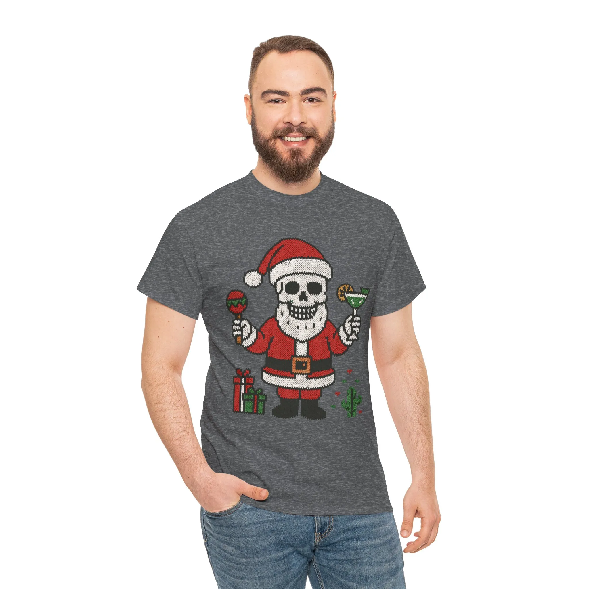 Funny Santa Skull Christmas Men's Shirt, Holiday Margarita Tee for Men - Image 11