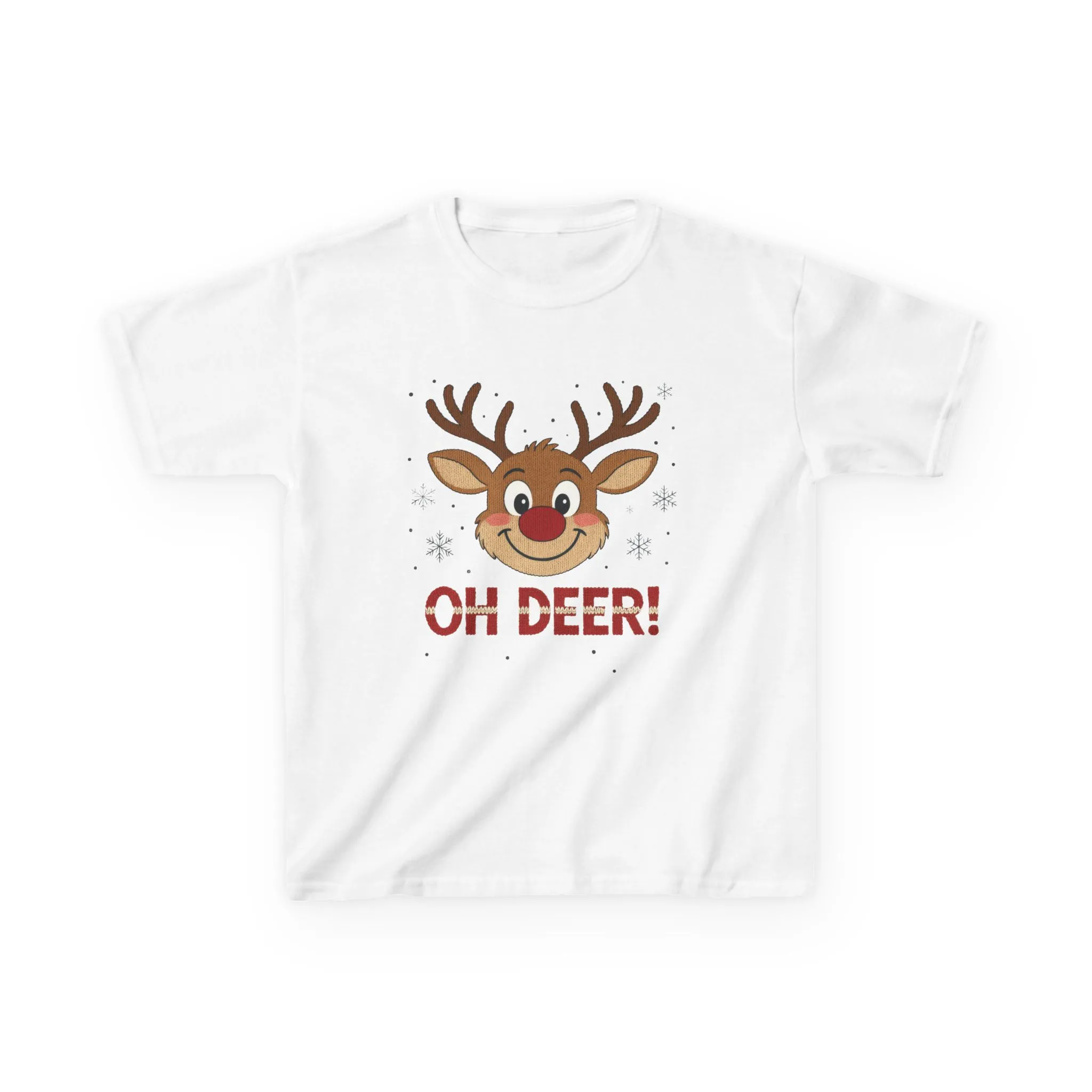 Girls Oh Deer Christmas T-Shirt, Cute Reindeer Kids Holiday Tee - Image 3