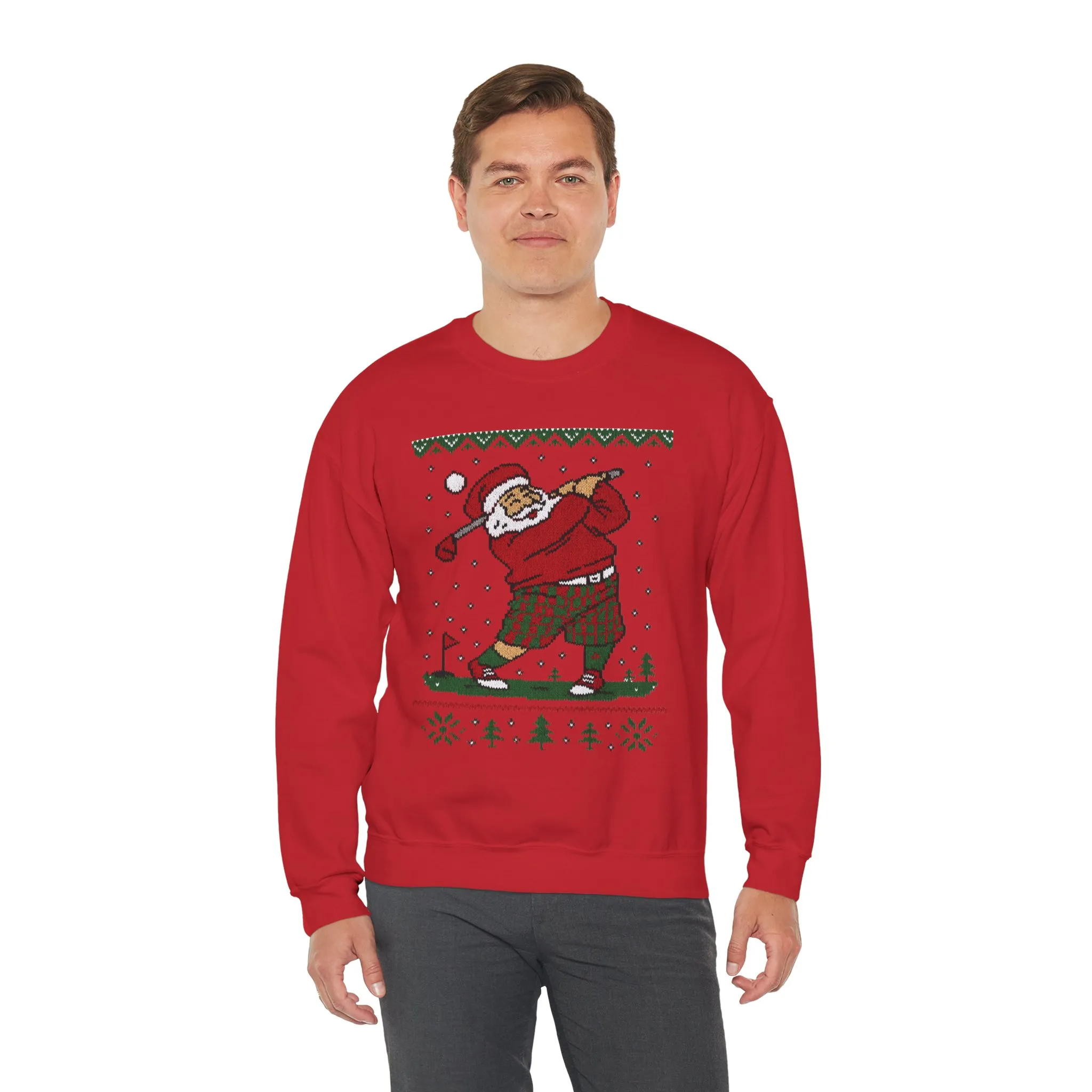 Golfing Santa Christmas Sweatshirt, Funny Golf Lover Holiday Jumper, Ugly Christmas Golf Sweater for Men - Image 27
