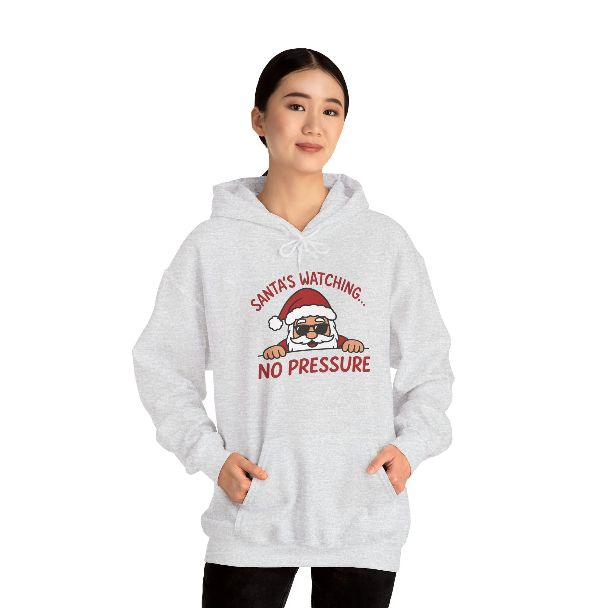 Sant's Watching No Pressure Women's Christmas Hoodie, Funny Holiday Sweatshirt - Image 7