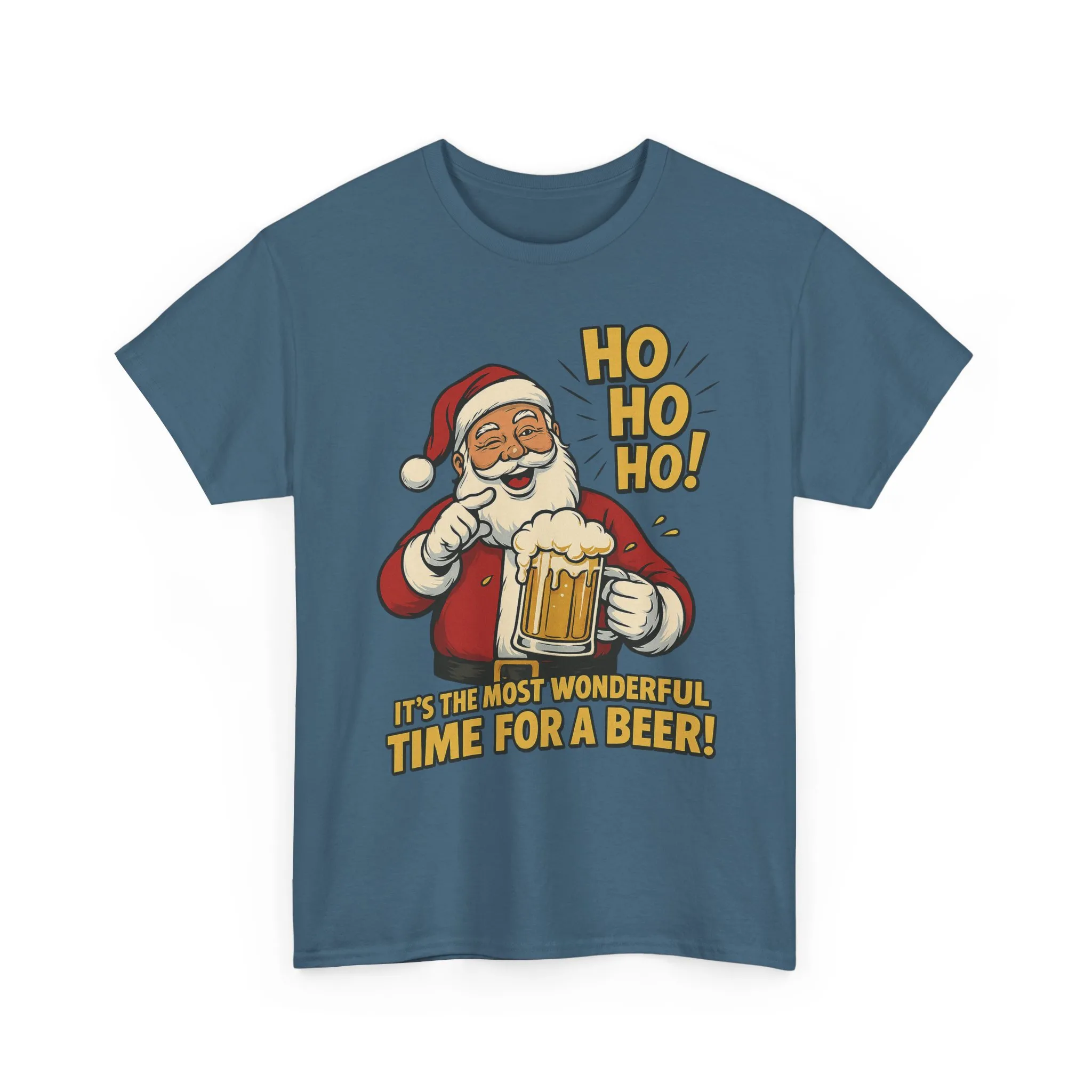 Funny Santa Beer Christmas T-Shirt, Men's Holiday Party Tee - Image 16