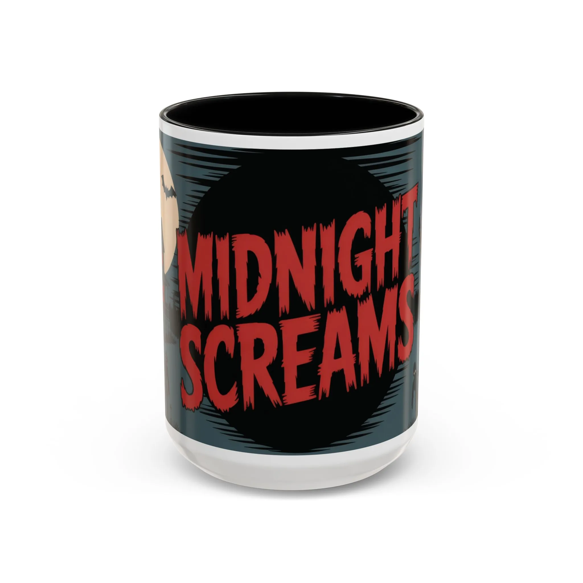 Midnight Screams Mug, Retro Horror Movie Poster Coffee Cup, Gothic Halloween Gift for Horror Lovers, Accent Coffee Mug (11, 15oz) - Image 2