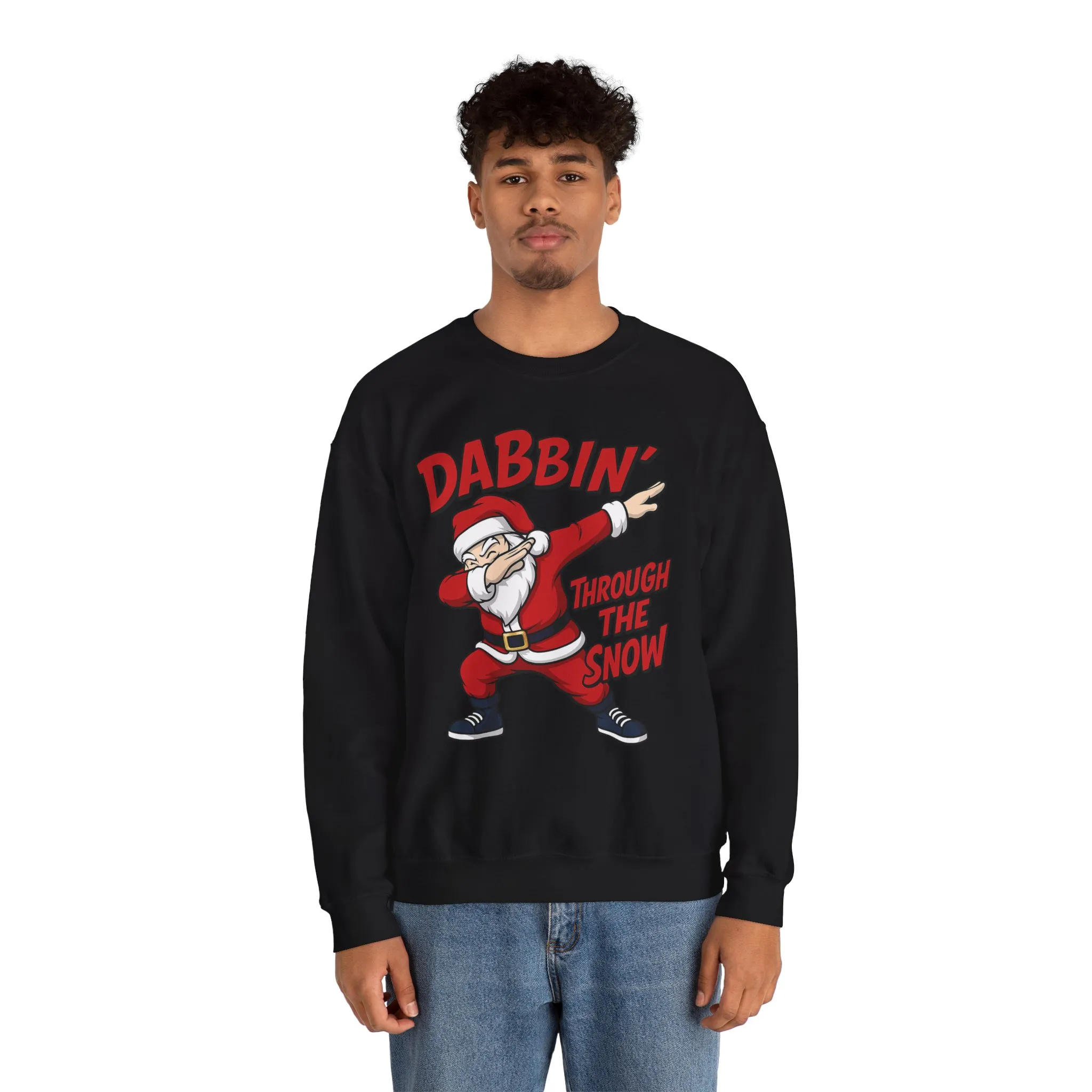 Dabbin Through The Snow Santa Men's Christmas Sweatshirt, Funny Holiday Jumper - Image 5