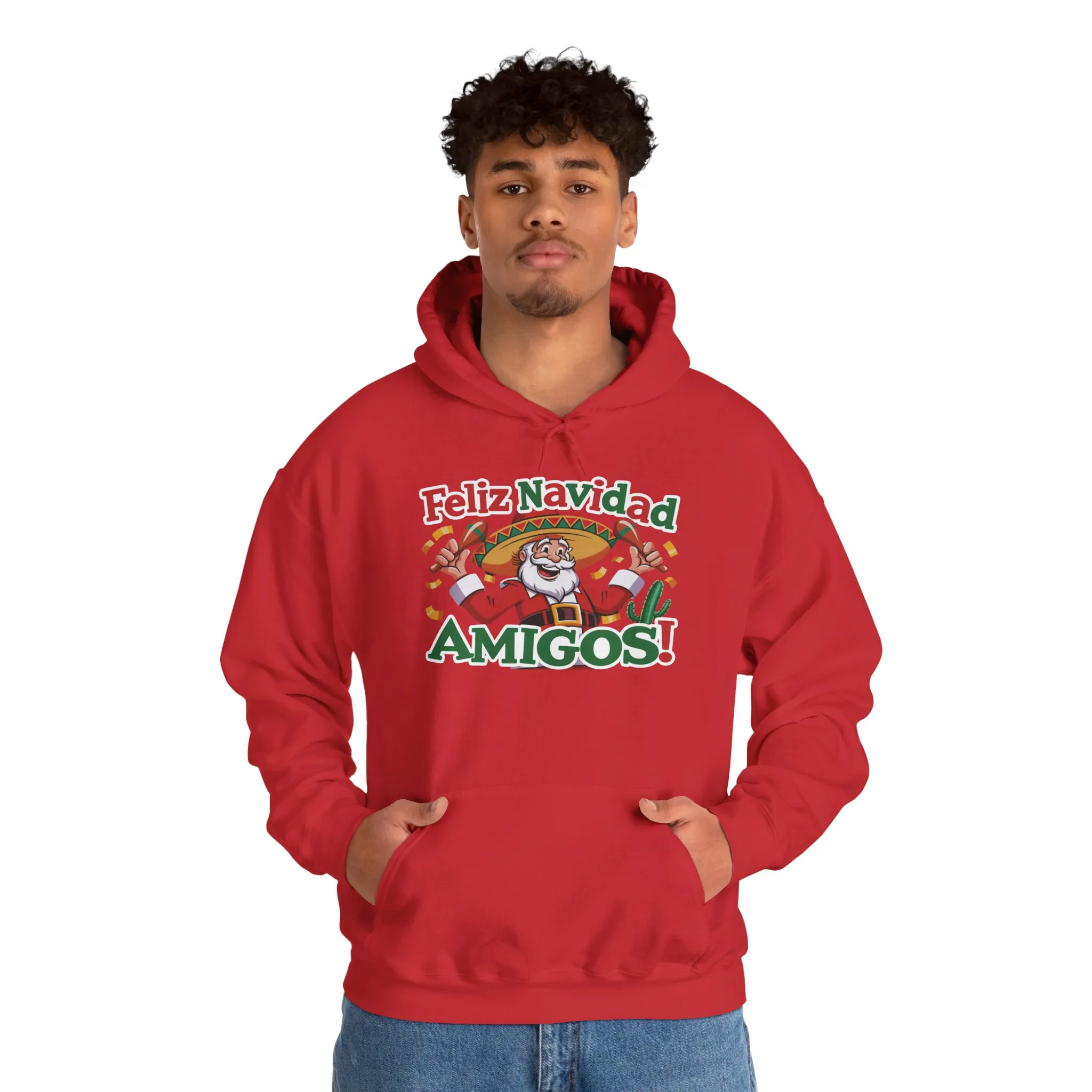 Feliz Navidad Amigos Hoodie, Funny Mexican Santa Christmas Hoodie, Latin Fiesta Holiday Sweatshirt for Men - Image 35