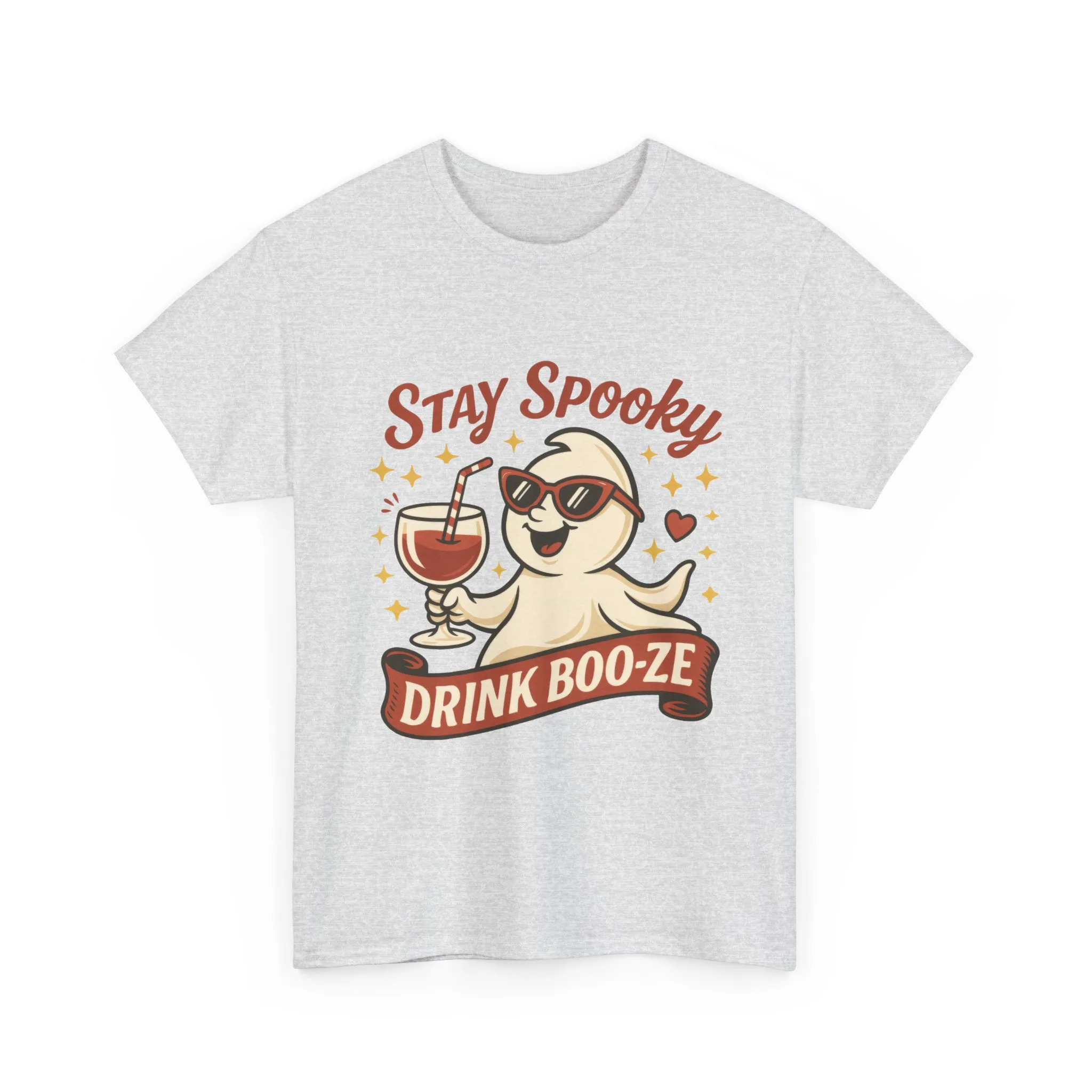 Stay Spooky Drink Boo-ze Women's T-Shirt, Funny Ghost Wine Halloween Party Graphic Tee - Image 4