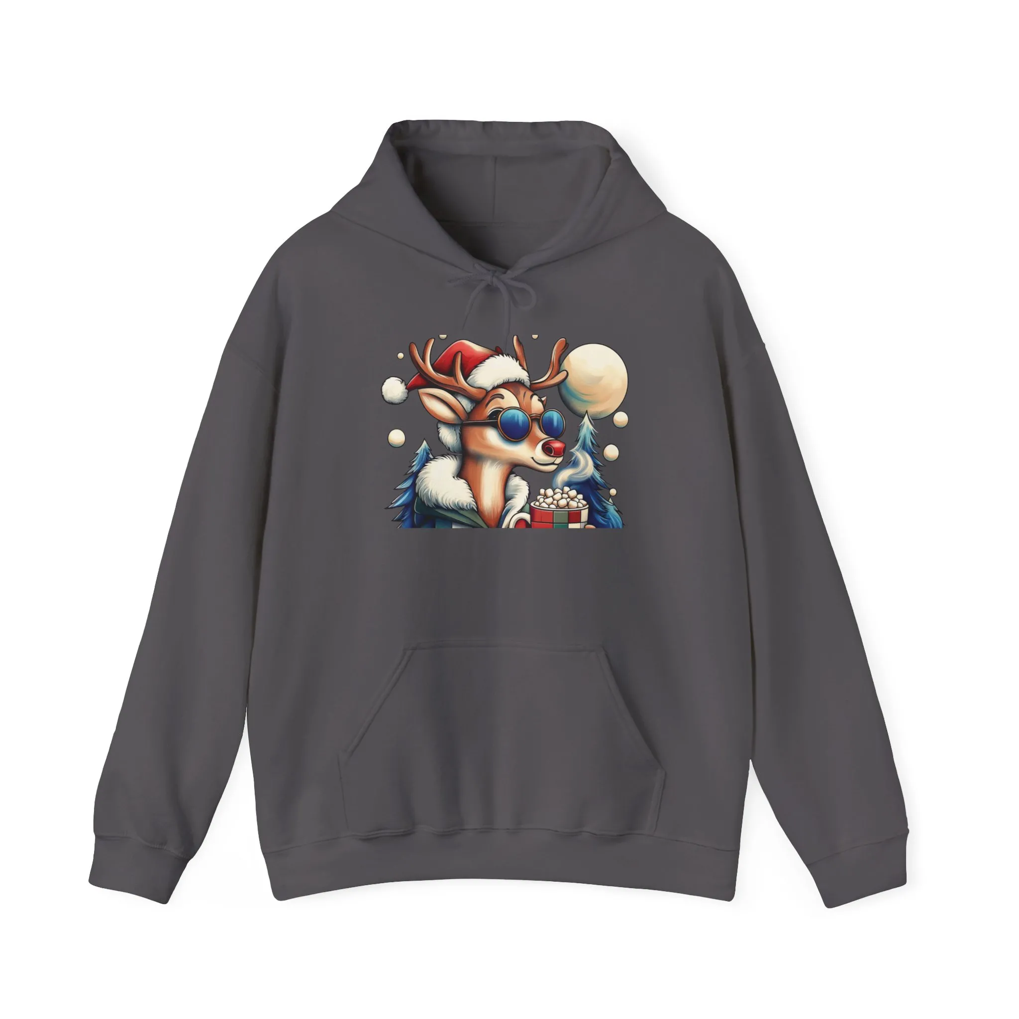 Cool Reindeer Christmas Hoodie, Funny Holiday Hot Cocoa Pullover for Men - Image 21