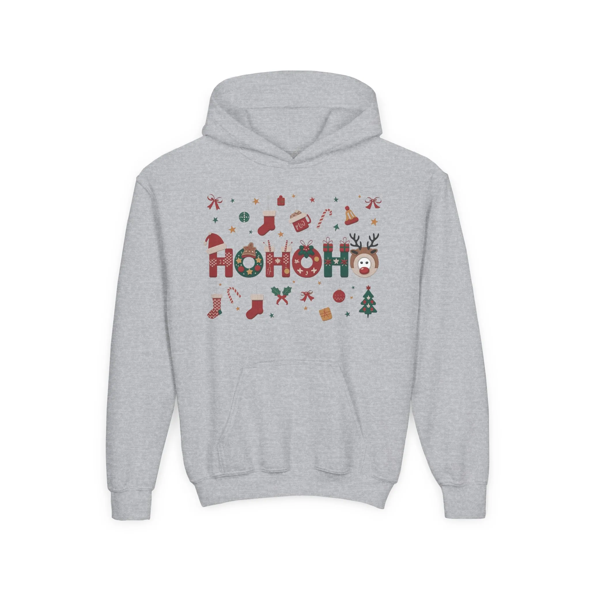 Ho Ho Ho Kids Christmas Hoodie, Cute Girls Holiday Sweatshirt, Gingerbread - Reindeer Festive Design, Cozy Winter Christmas Outfit - Image 7