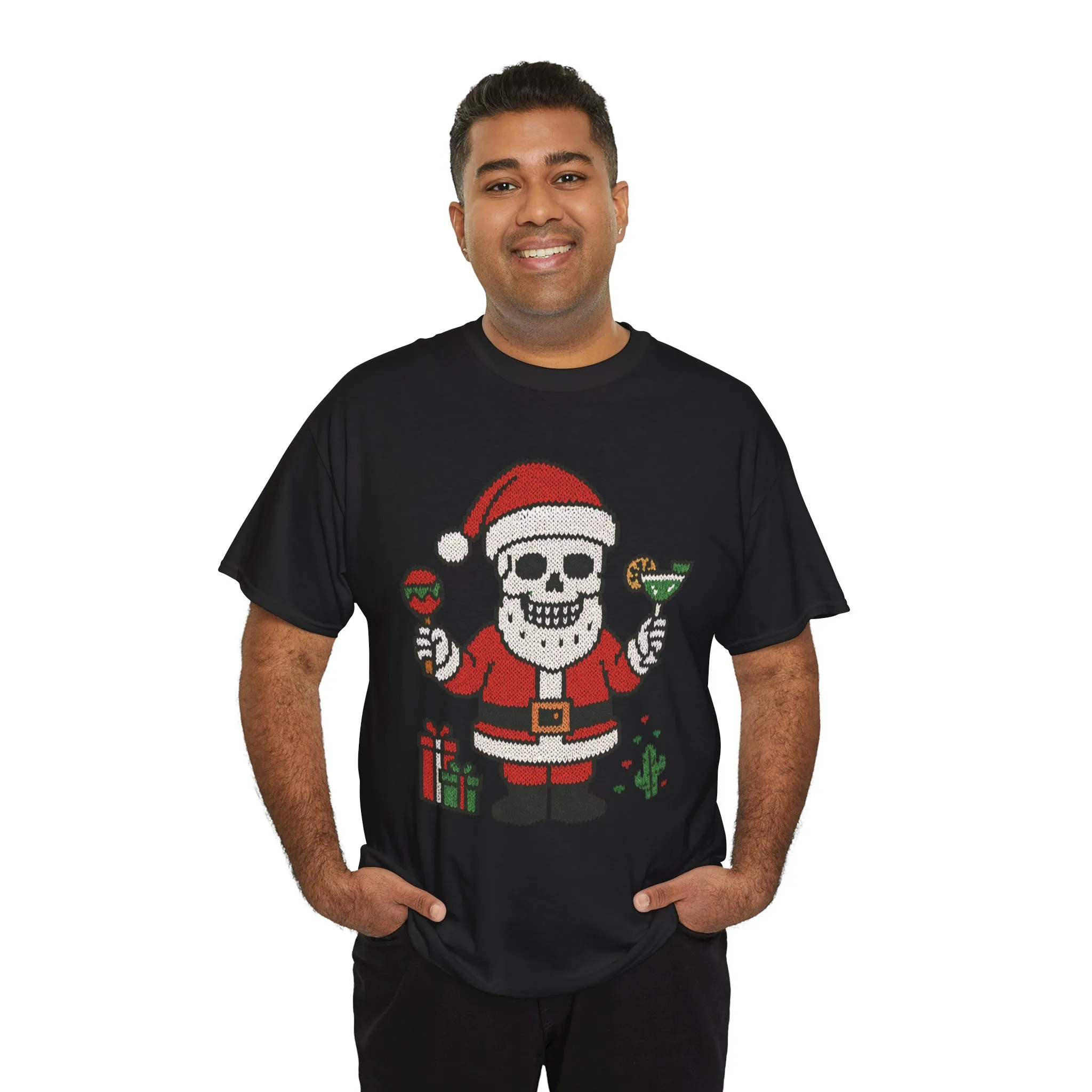Funny Santa Skull Christmas Men's Shirt, Holiday Margarita Tee for Men - Image 6
