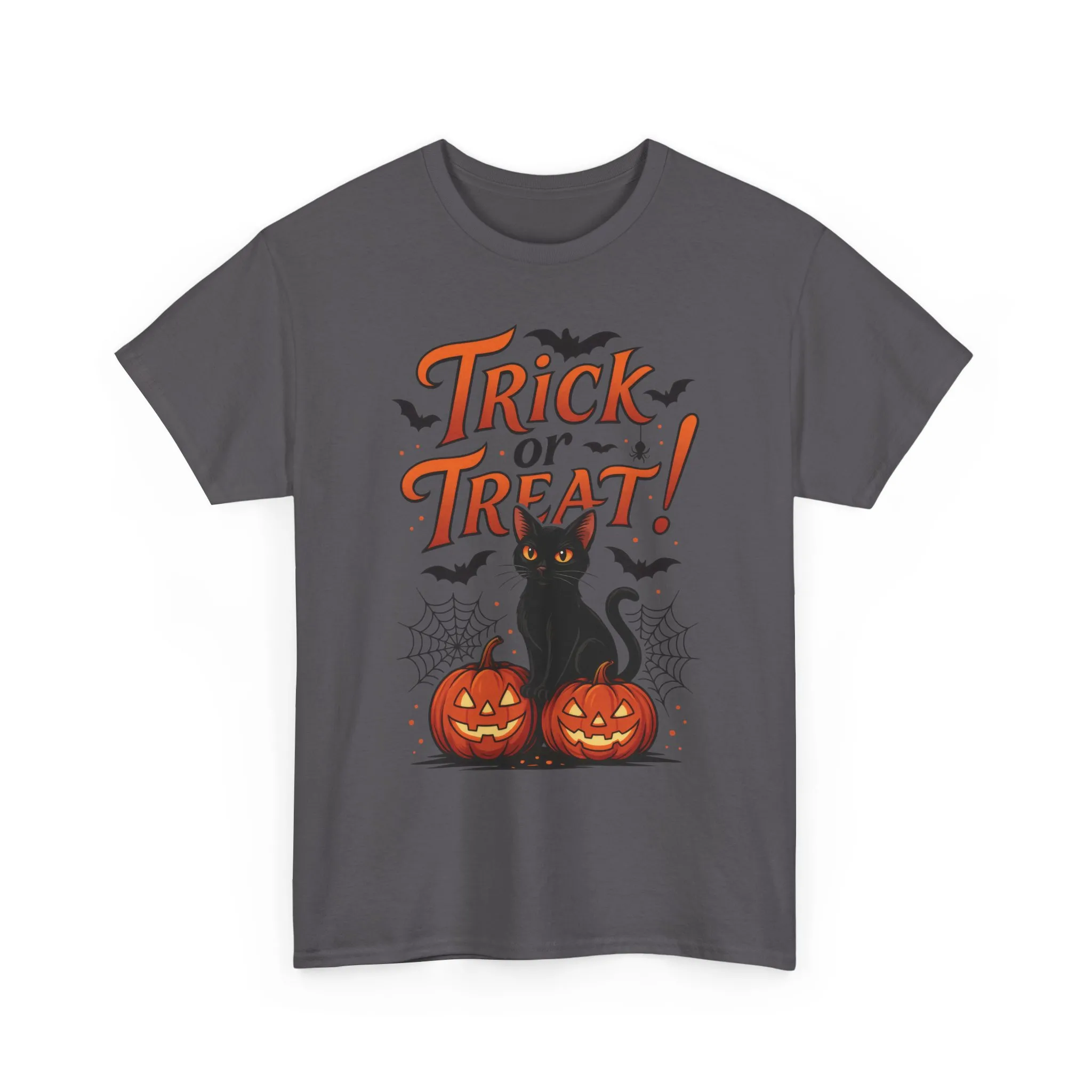 Trick or Treat Black Cat Halloween T-Shirt for Women, Spooky Cute Pumpkin Cat Tee, Fall Halloween Outfit Gift, Vintage Witchy Top - Image 16