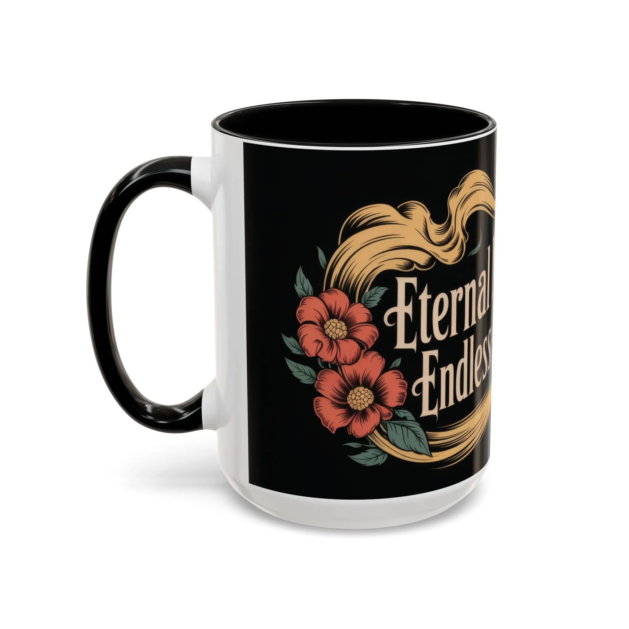 Eternal Mind Endless Flame Mug, Gothic Skull - Floral Coffee Cup, Dark Romantic Gift for Halloween or Everyday Use, Coffee Mug (11, 15oz) - Image 3