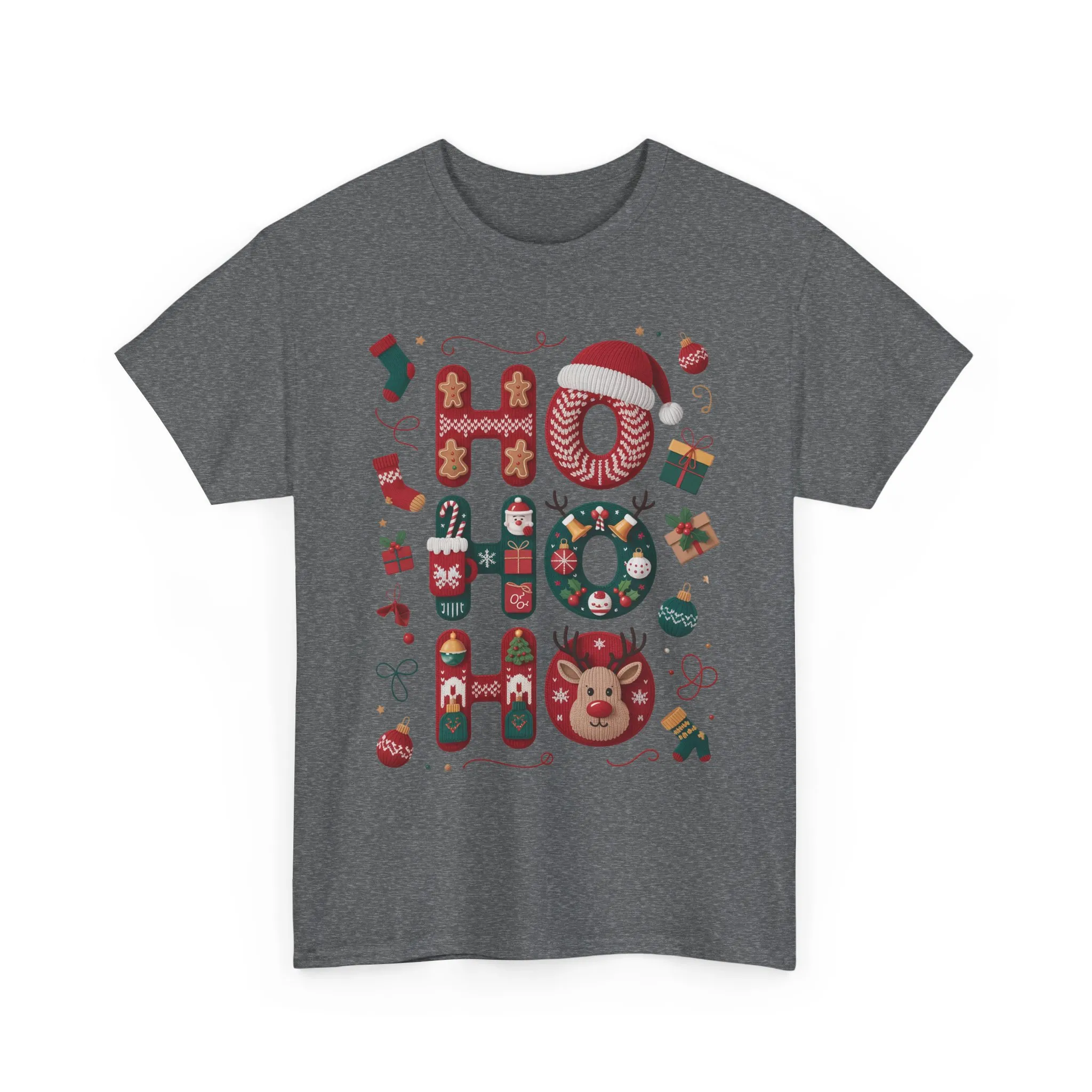 Ho Ho Ho Women's Christmas T-Shirt - Sweatshirt, Cute Festive Holiday Top, Gingerbread, Reindeer - Santa Hat Design, Cozy Christmas Fashion - Image 16