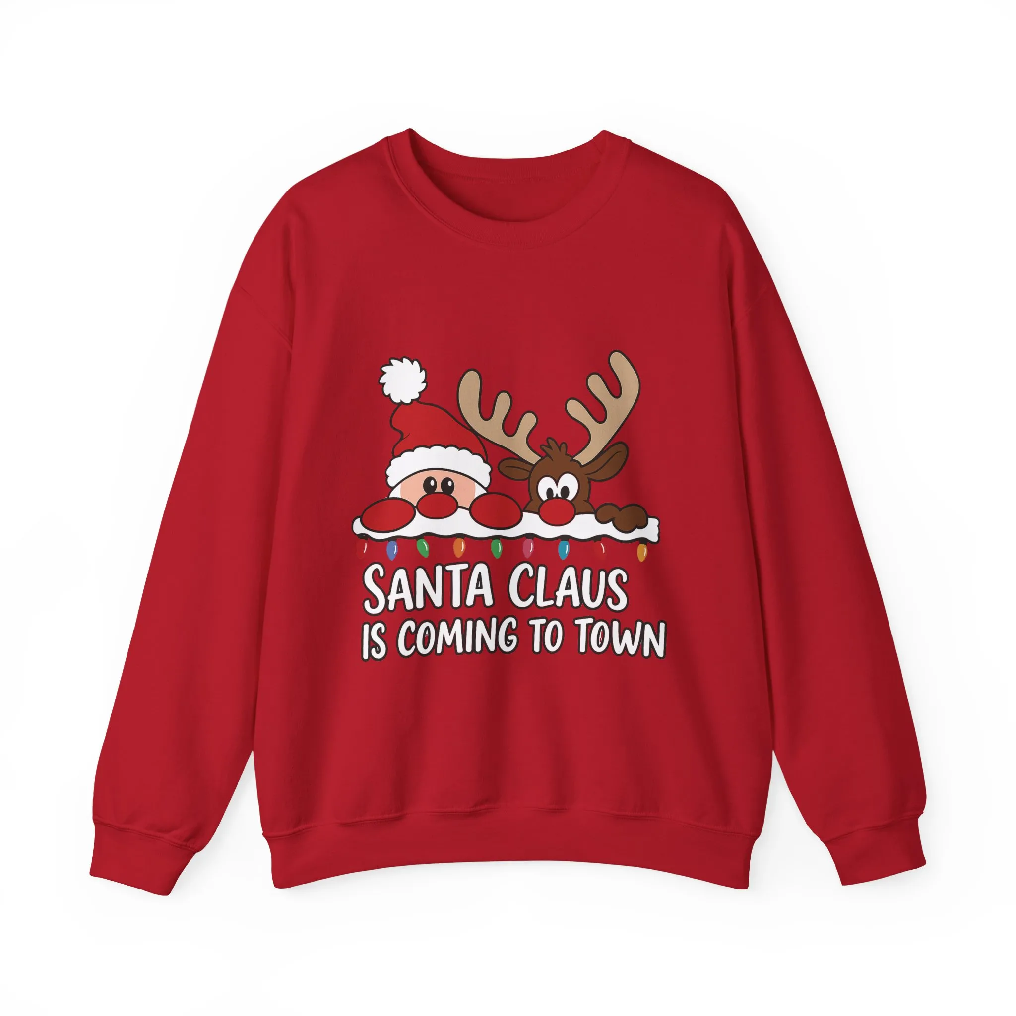 Santa Claus Is Coming to Town Women's Christmas Sweatshirt, Cute Santa - Reindeer Holiday Jumper - Image 27