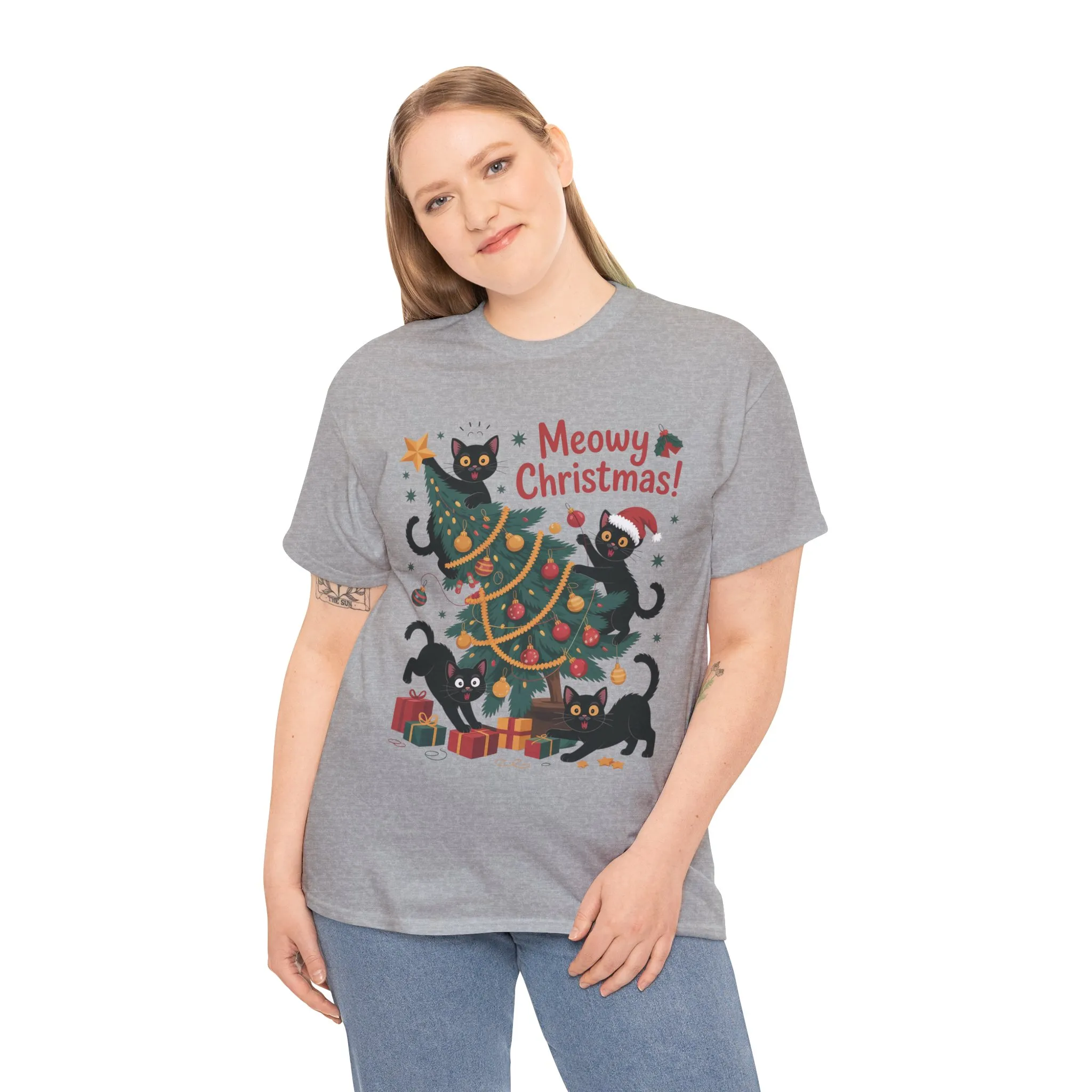 Funny Black Cats Christmas Tree T-Shirt, Cute Cat Lover Holiday Tee, Christmas Cat Chaos Shirt for Women - Image 9