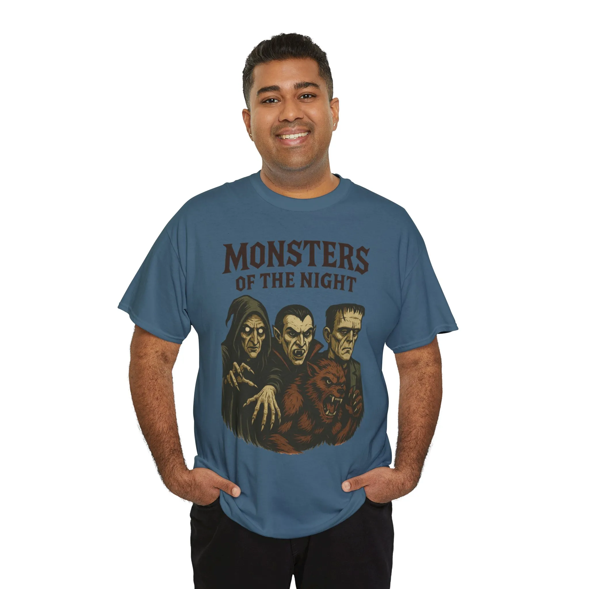 Monsters of the Night Men's T-Shirt, Classic Horror Movie Monsters Graphic Tee, Halloween Shirt - Image 21