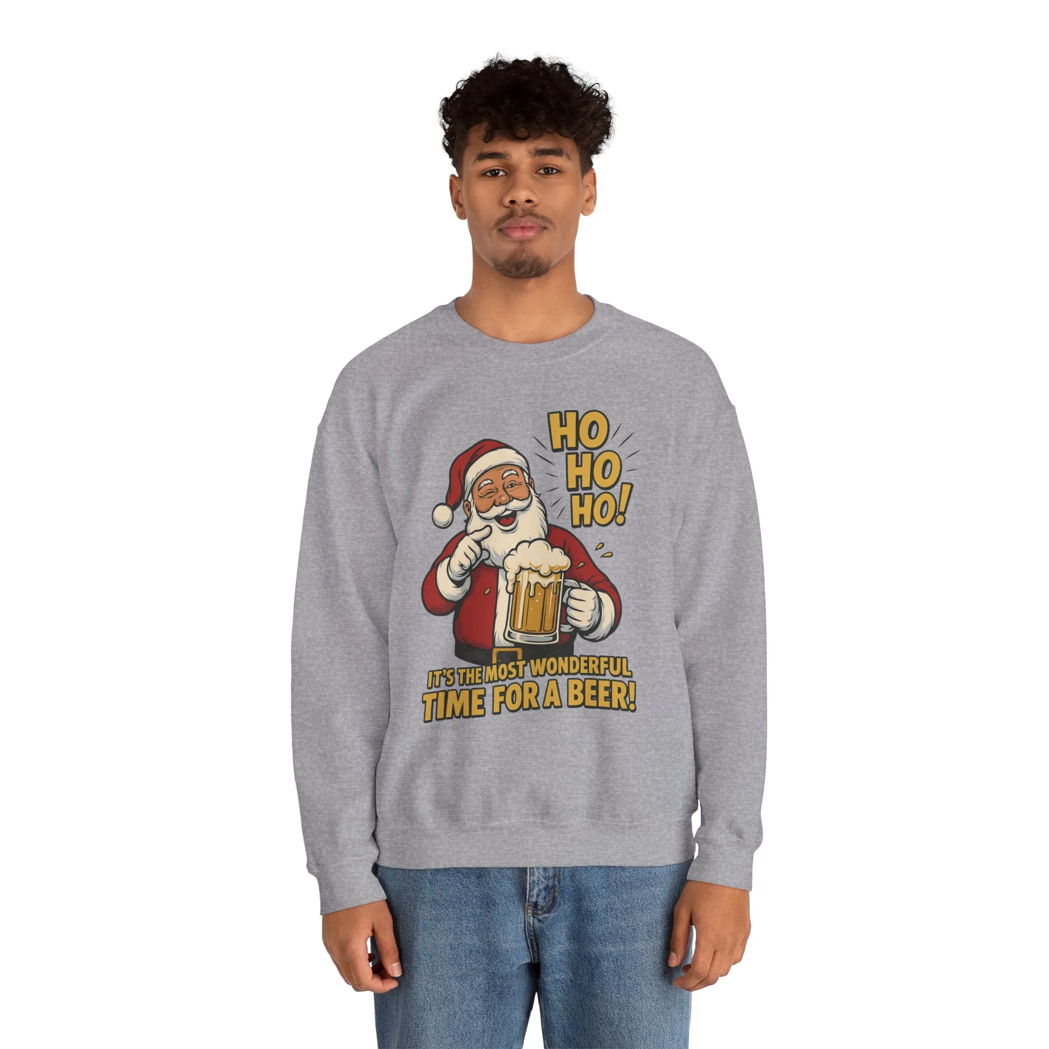 Funny Santa Beer Christmas Sweatshirt, Men's Holiday Pullover, Men's Heavy Blend™ Crewneck Sweatshirt - Image 8