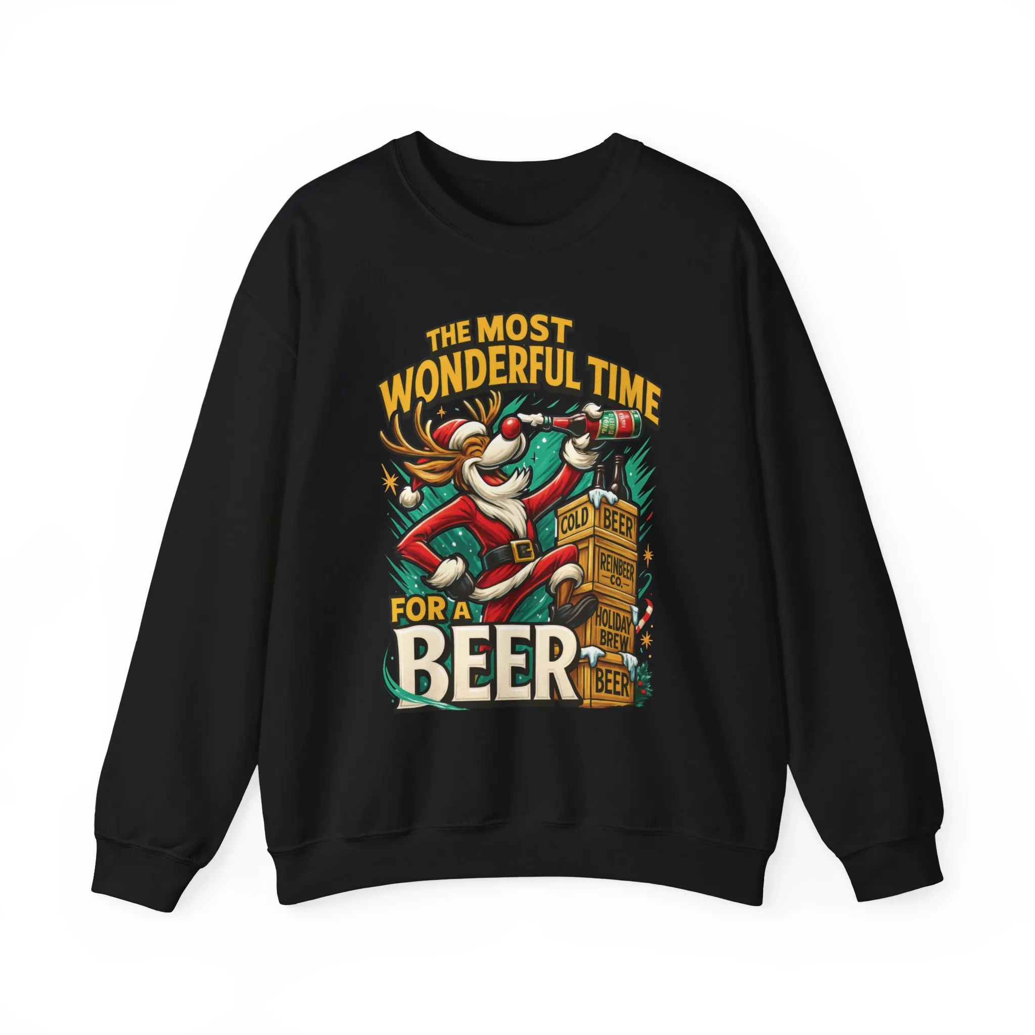 Funny Christmas Beer Men's Sweatshirt, The Most Wonderful Time for a Beer - Image 4