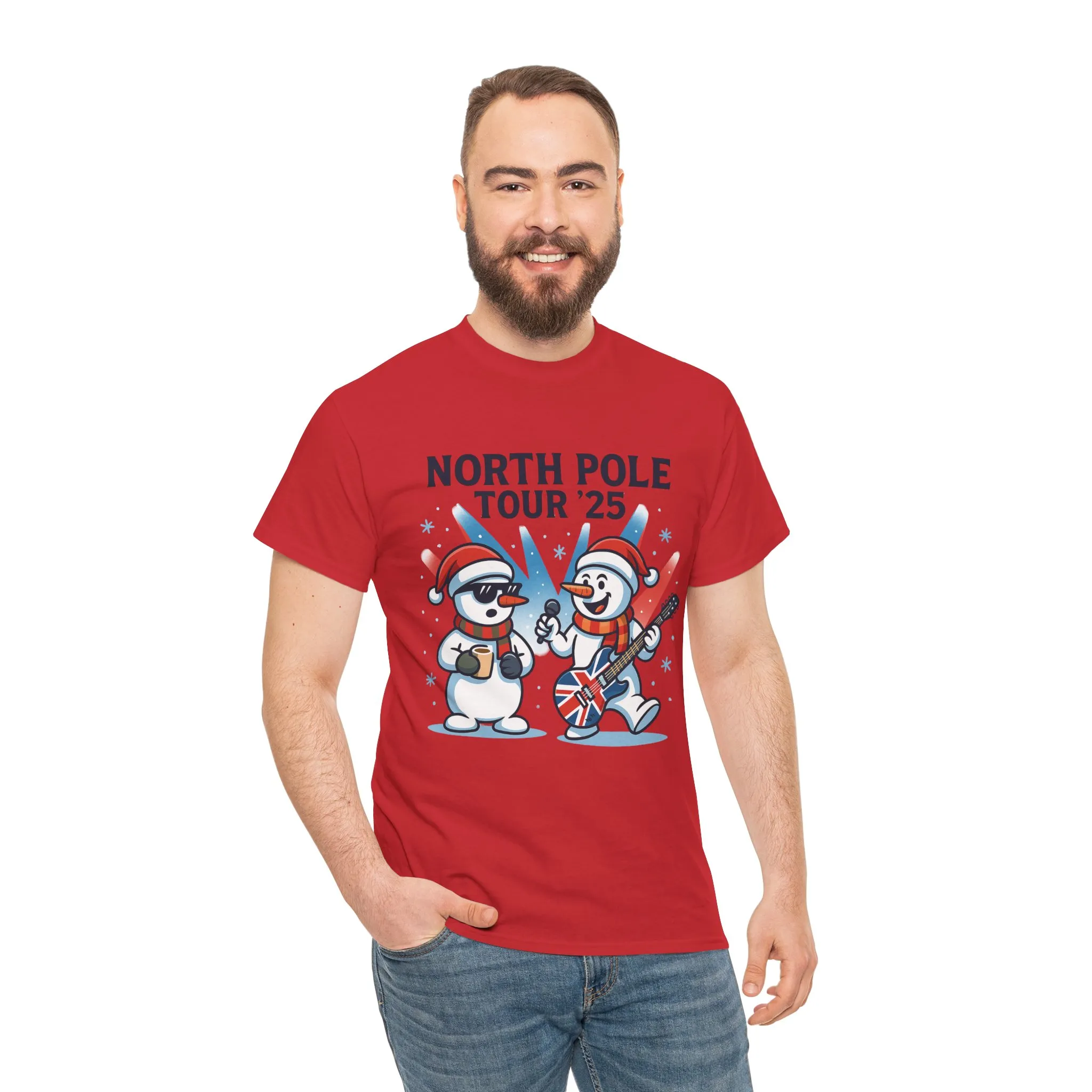 North Pole Tour 25 Men's Christmas T-Shirt, Funny Rock Music Holiday Tee - Image 26