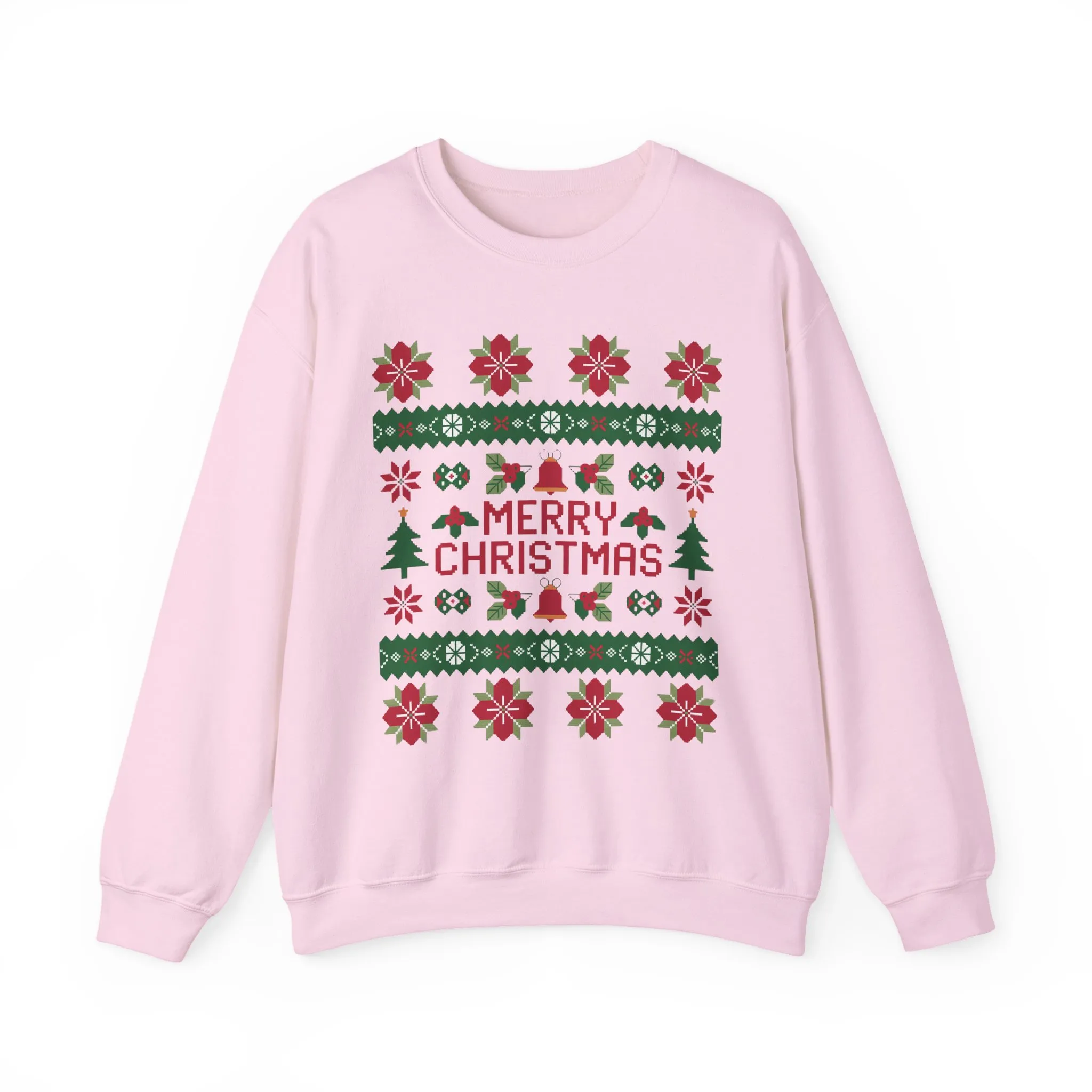 Merry Christmas Women's Sweatshirt, Cozy Ugly Sweater Look Pullover, Festive Knit Style Jumper - Image 25