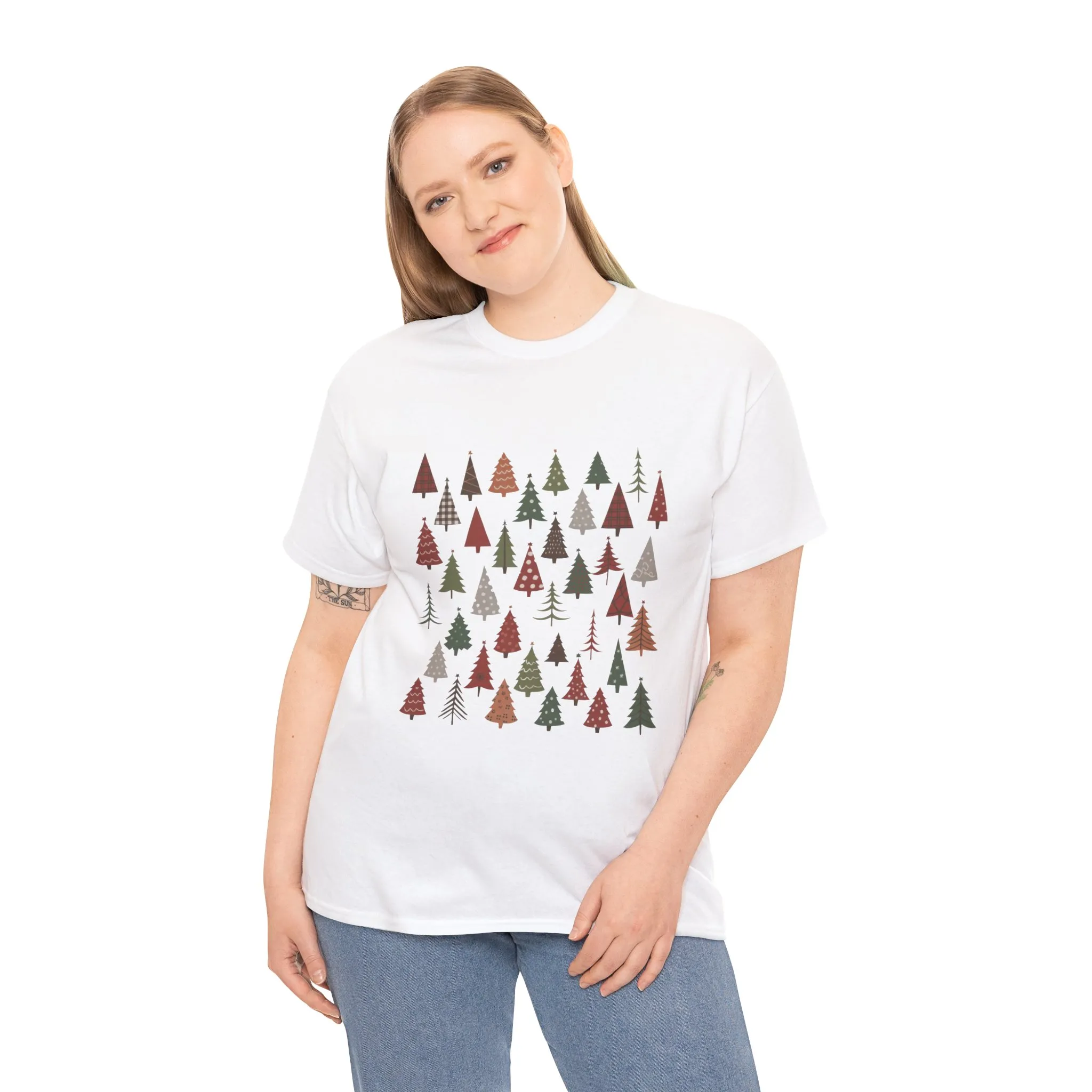 Minimal Christmas Tree T-Shirt, Boho Holiday Tee for Women - Image 6