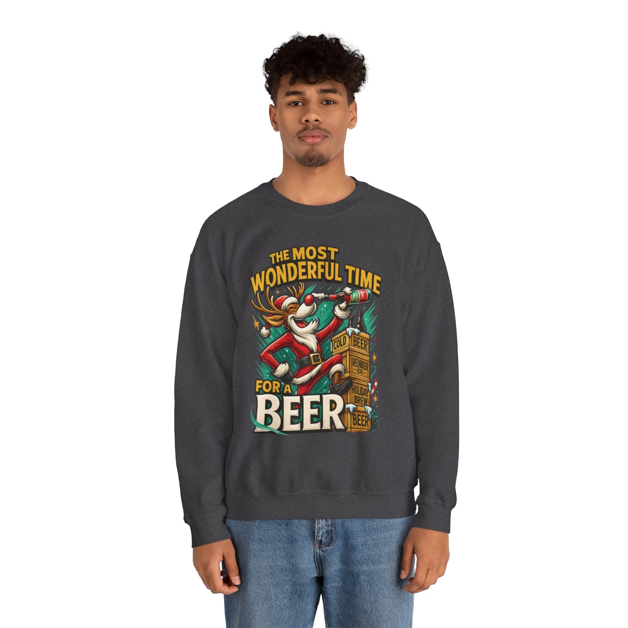 Funny Christmas Beer Men's Sweatshirt, The Most Wonderful Time for a Beer - Image 14