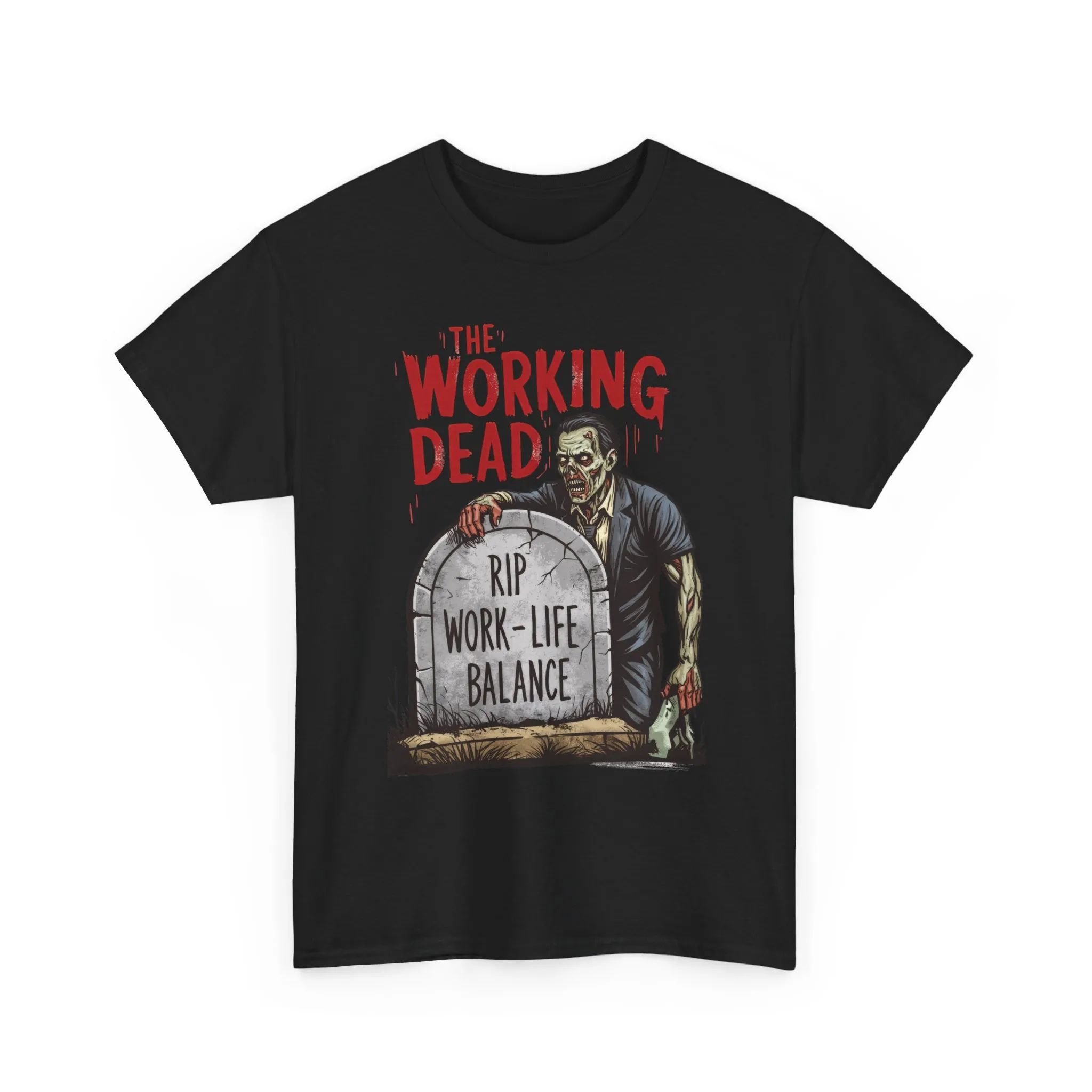 The Working Dead Shirt Men, Funny Work Life Balance Zombie Tee, RIP Work Shirt, Halloween Tee - Image 4