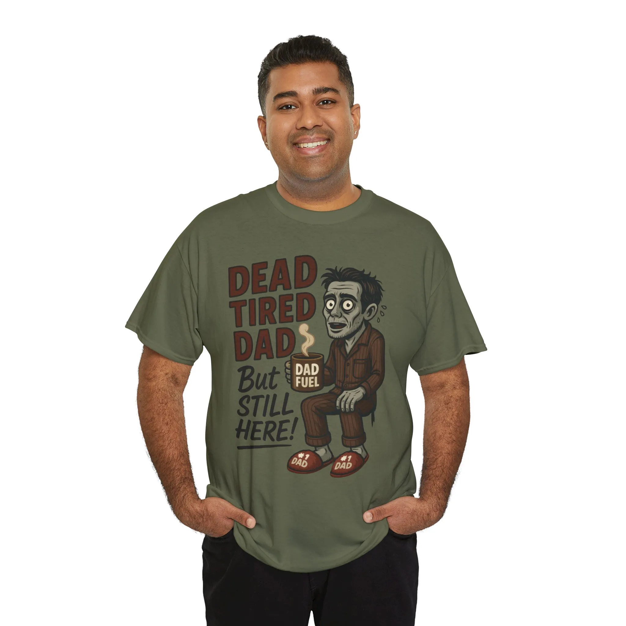 Dead Tired Dad Funny Zombie Coffee Men's T-Shirt, Father's Day Gift for Men, Dad Fuel Graphic Tee, Halloween Dad Tee - Image 12