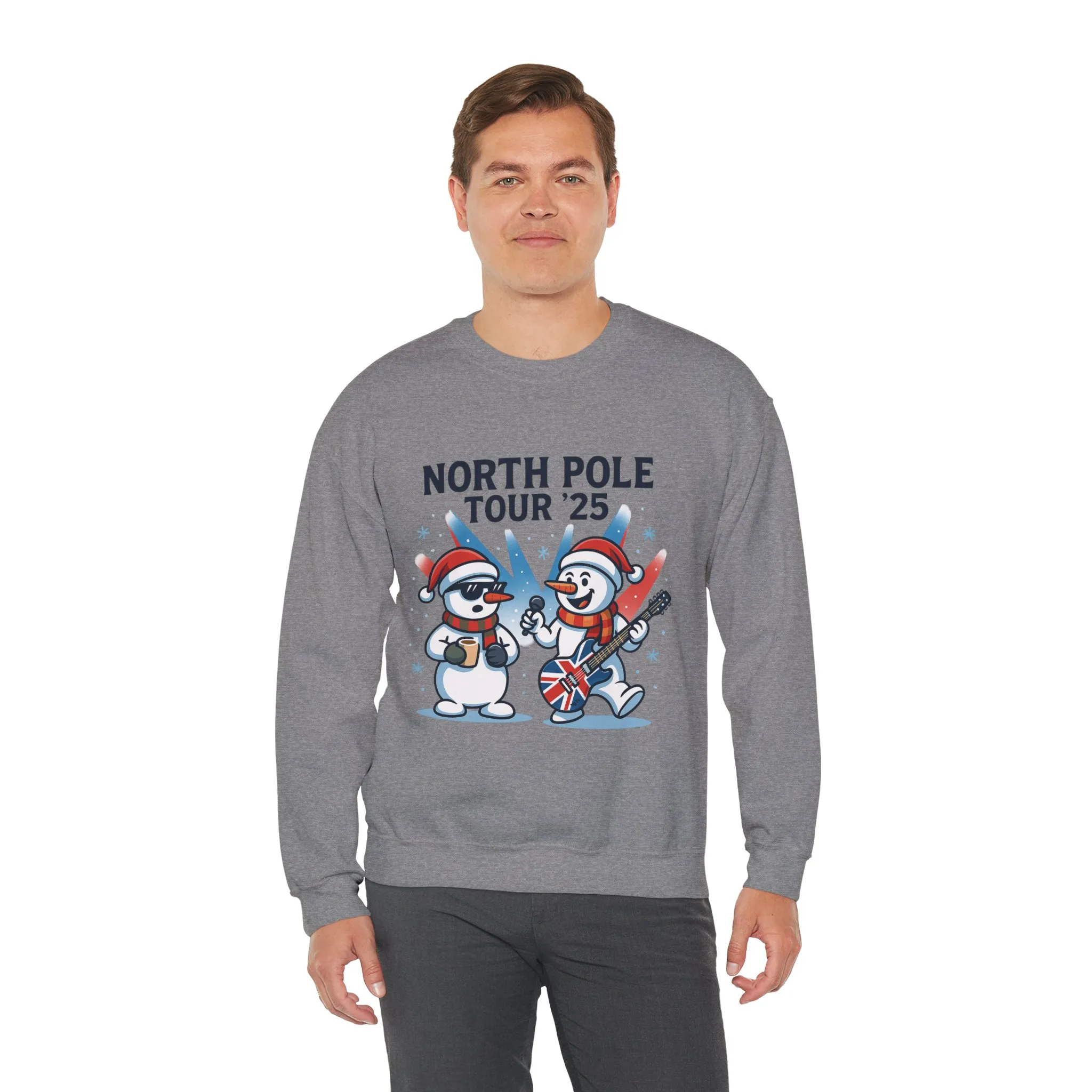North Pole Tour 25 Men's Christmas Sweatshirt, Funny Rock Band Holiday Jumper - Image 15