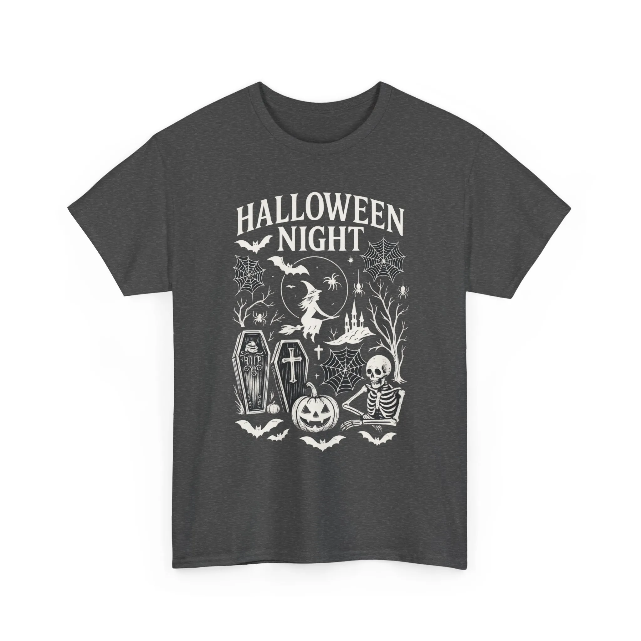 Halloween Night Women's T-Shirt, Gothic Witch Skeleton Pumpkin Tee, Spooky Scary Shirt for Halloween Party - Image 10