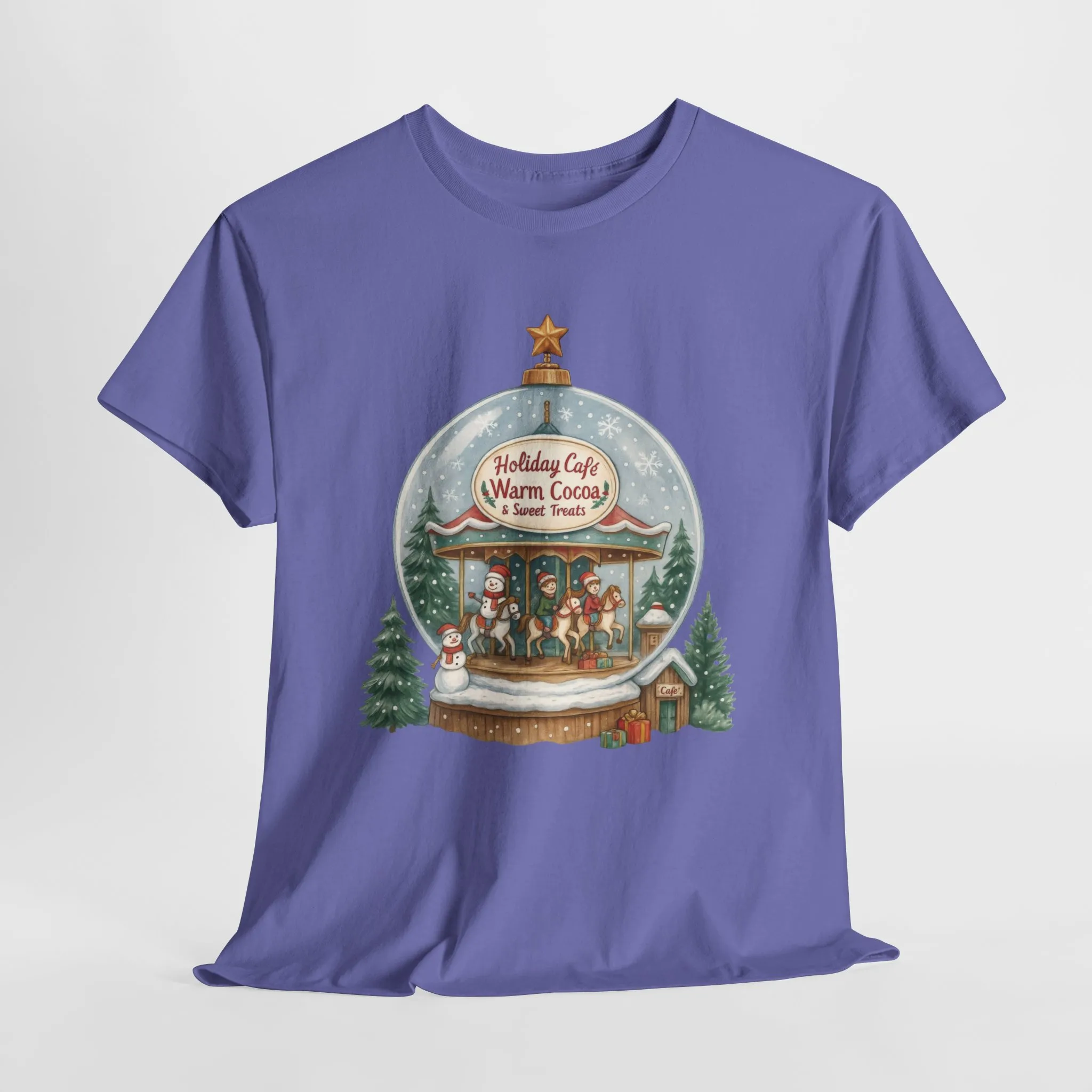 Holiday Café Christmas T-Shirt for Women, Warm Cocoa Carousel Tee - Image 19