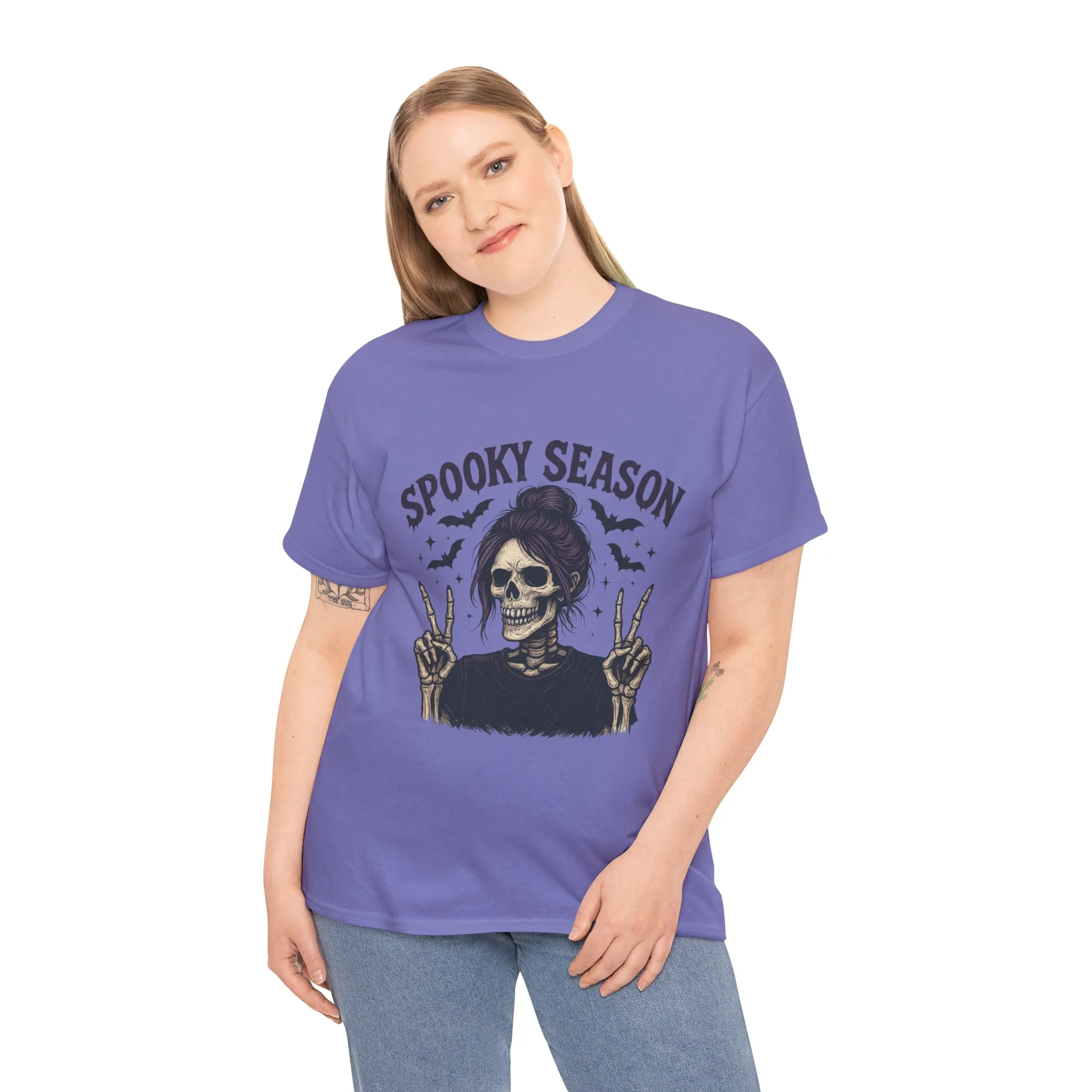 Spooky Season Women's T-Shirt, Funny Skeleton Girl Halloween Graphic Tee, Gothic Fall Shirt - Image 24