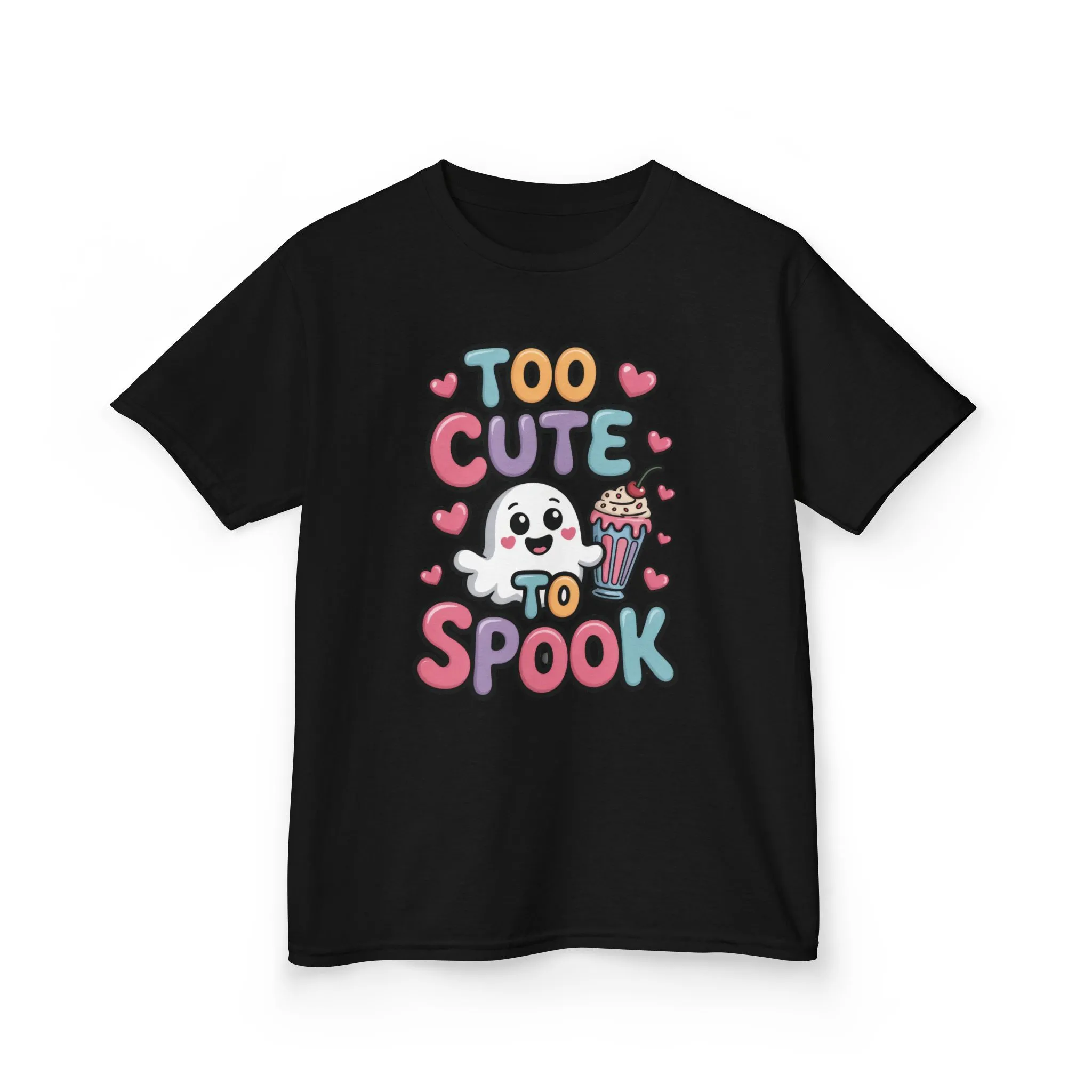 Kids Too Cute To Spook T-Shirt, Cute Ghost Milkshake Shirt, Kawaii Halloween Tee for Boys & Girls - Image 5