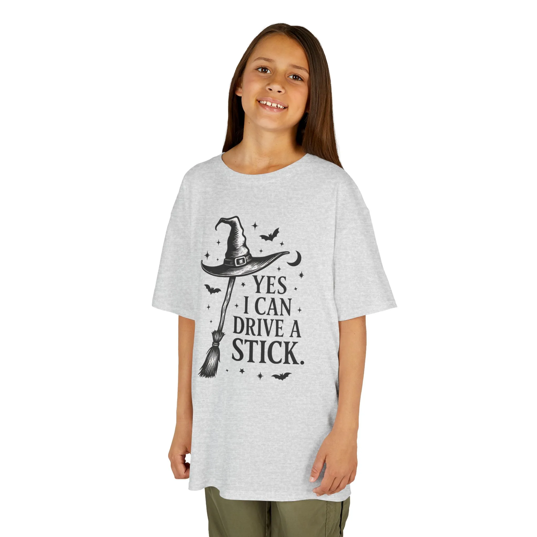 Yes I Can Drive a Stick Girls Witch T-Shirt, Cute Halloween Shirt for Kids, Girls Halloween Tee - Image 4