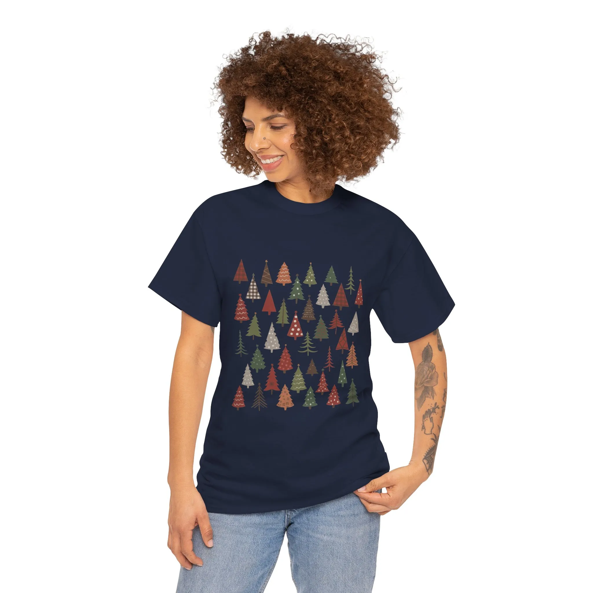 Minimal Christmas Tree T-Shirt, Boho Holiday Tee for Women - Image 14