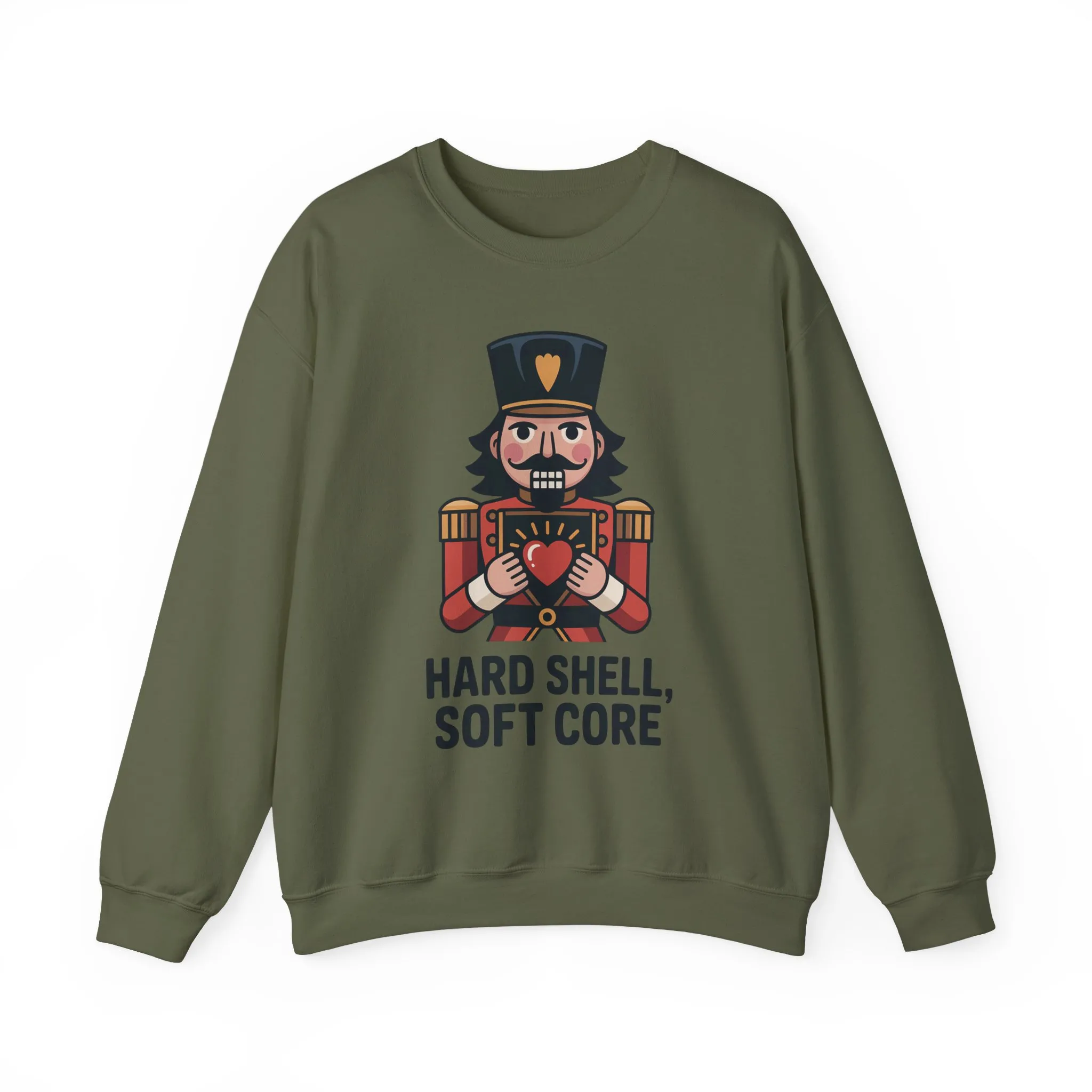 Hard Shell Soft Core Men's Sweatshirt, Funny Nutcracker Christmas Sweater, Holiday Gift for Him - Image 4