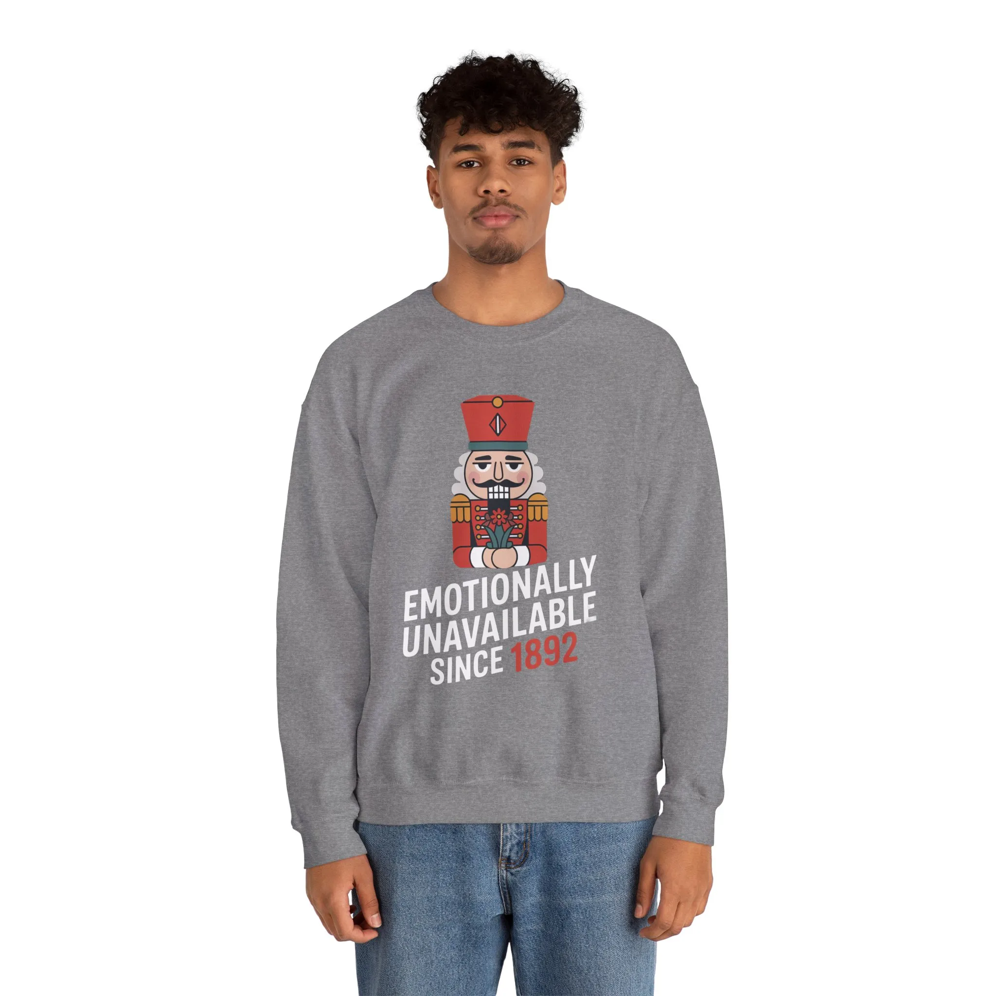 Emotionally Unavailable Since 1892 Men's Sweatshirt, Funny Nutcracker Christmas Sweater, Holiday Gift for Him - Image 11