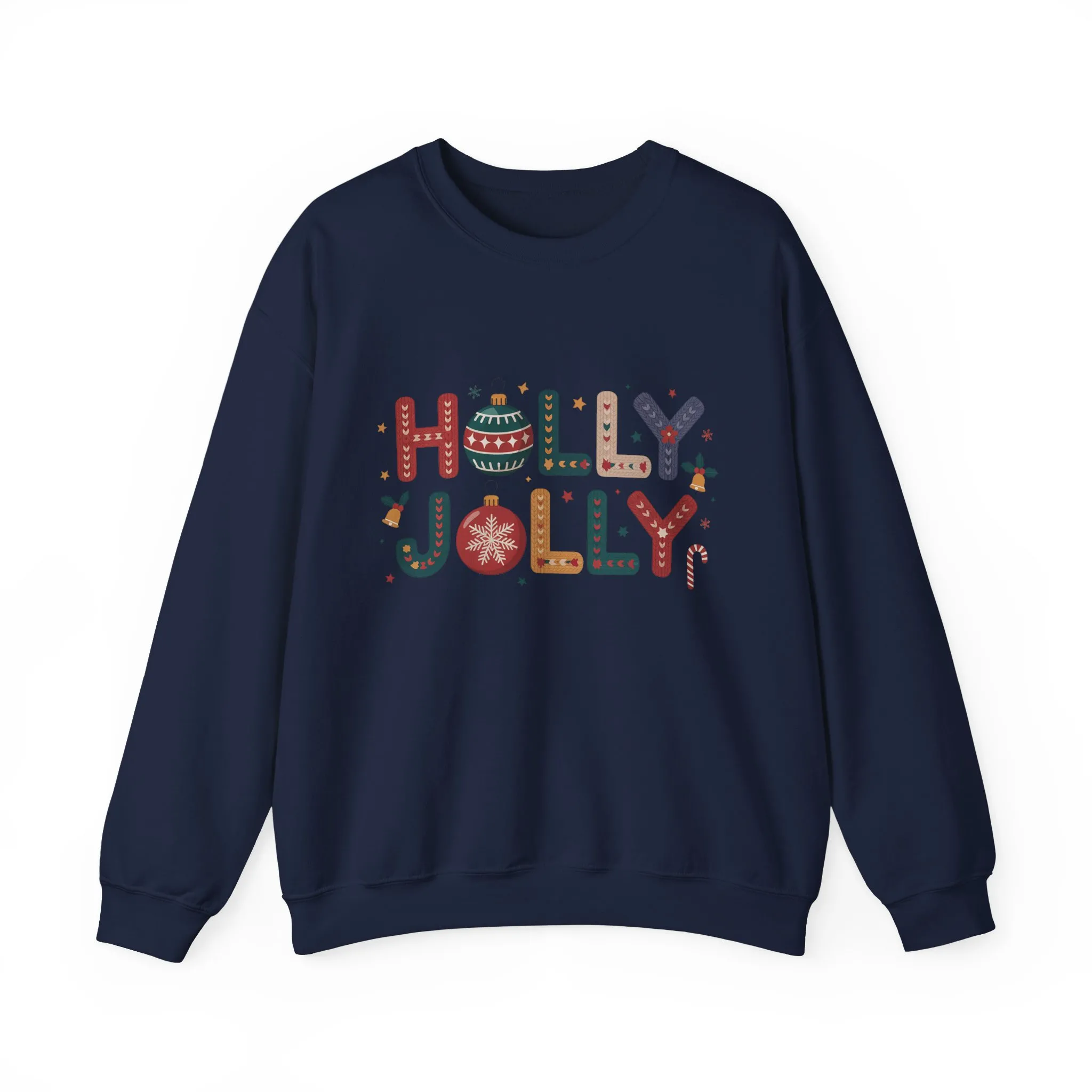 Women's Holly Jolly Christmas Sweatshirt, Ornament Letter Design, Cozy Holiday Pullover, Mother-Daughter Matching Outfit - Image 19