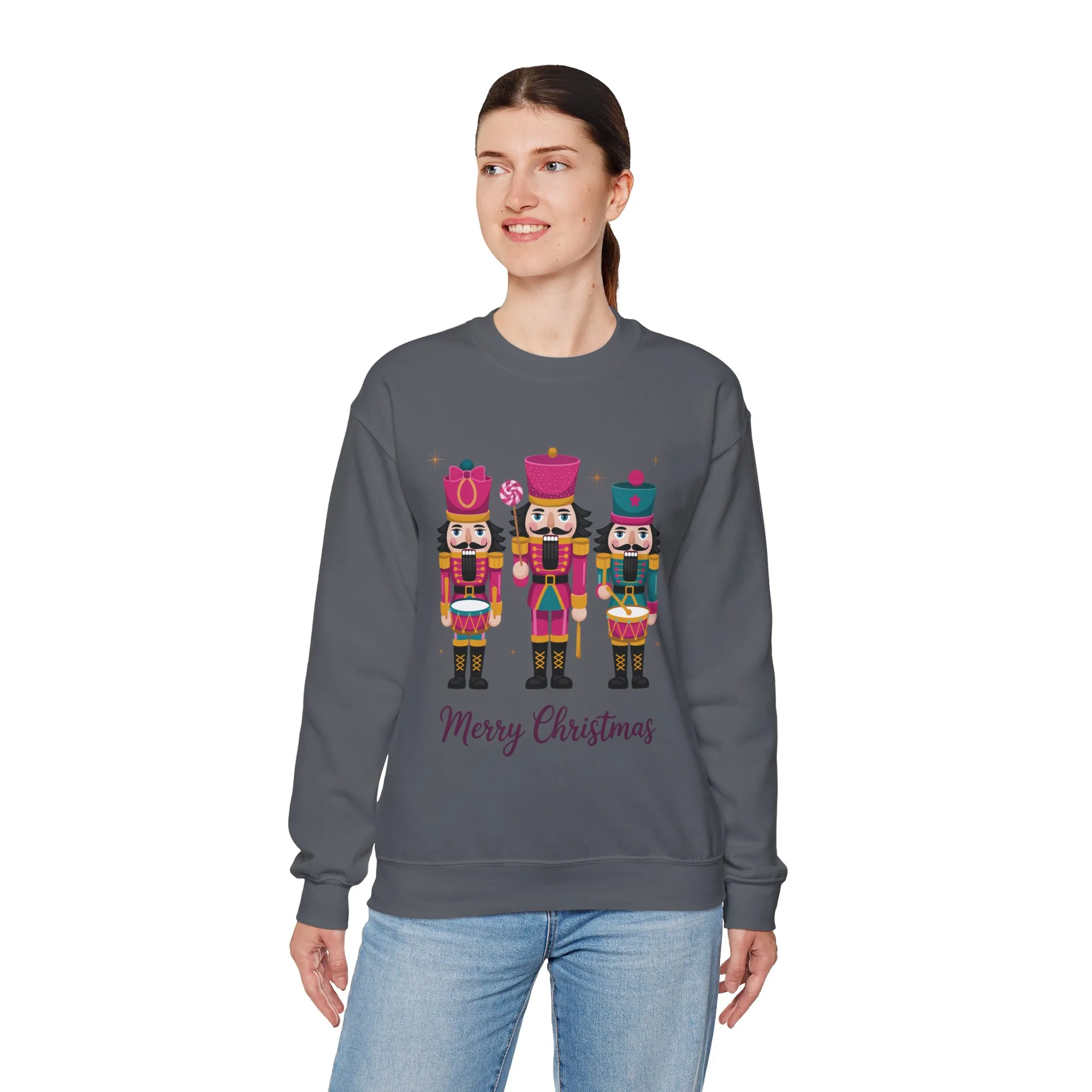 Three Nutcrackers Women's Christmas Sweatshirt, Cozy Holiday Sweater, Mom - Daughter Family Match Christmas Outfit