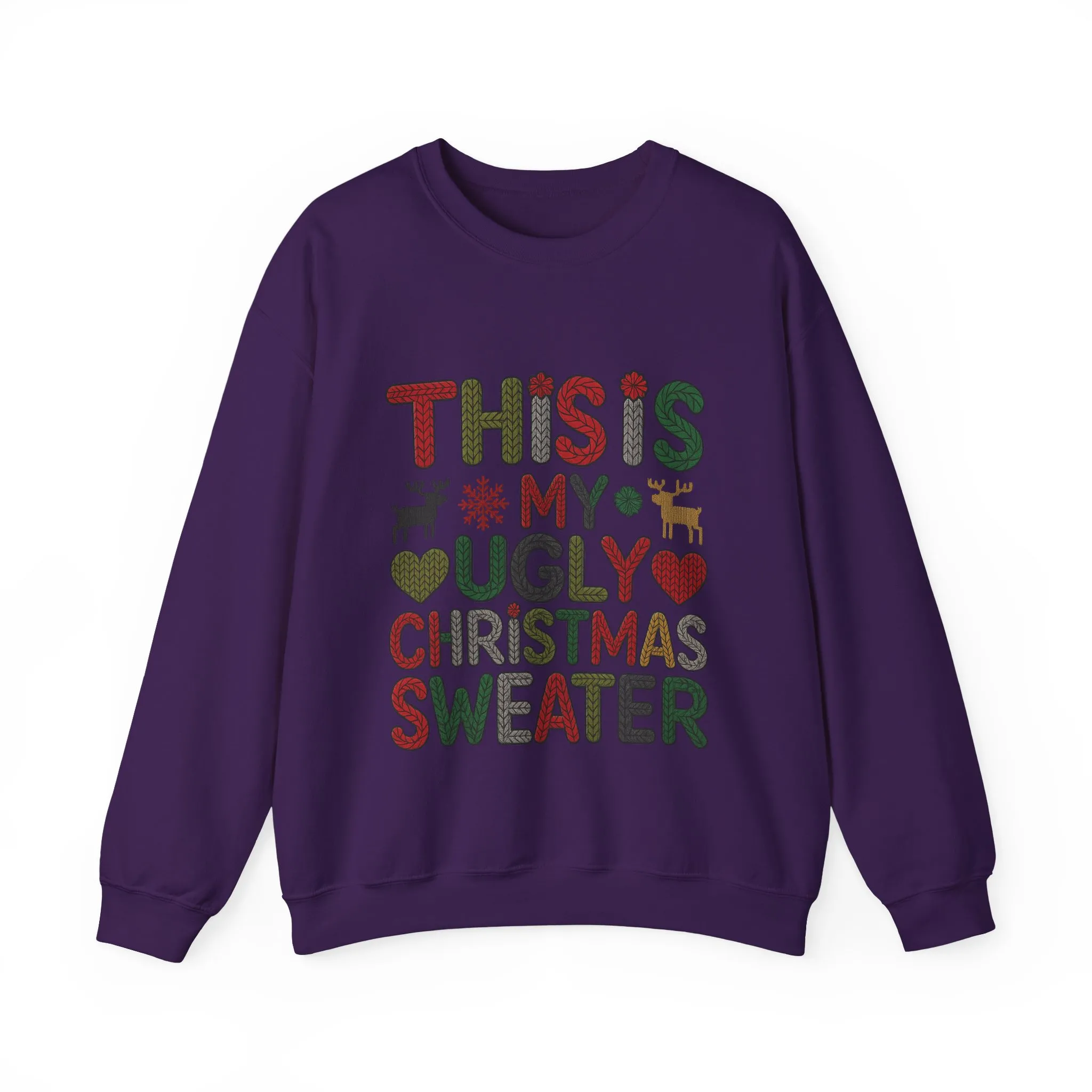 This Is My Ugly Christmas Sweater Women's Sweatshirt, Funny Holiday Pullover, Festive Knit Letter Design, Christmas Party Outfit - Image 16