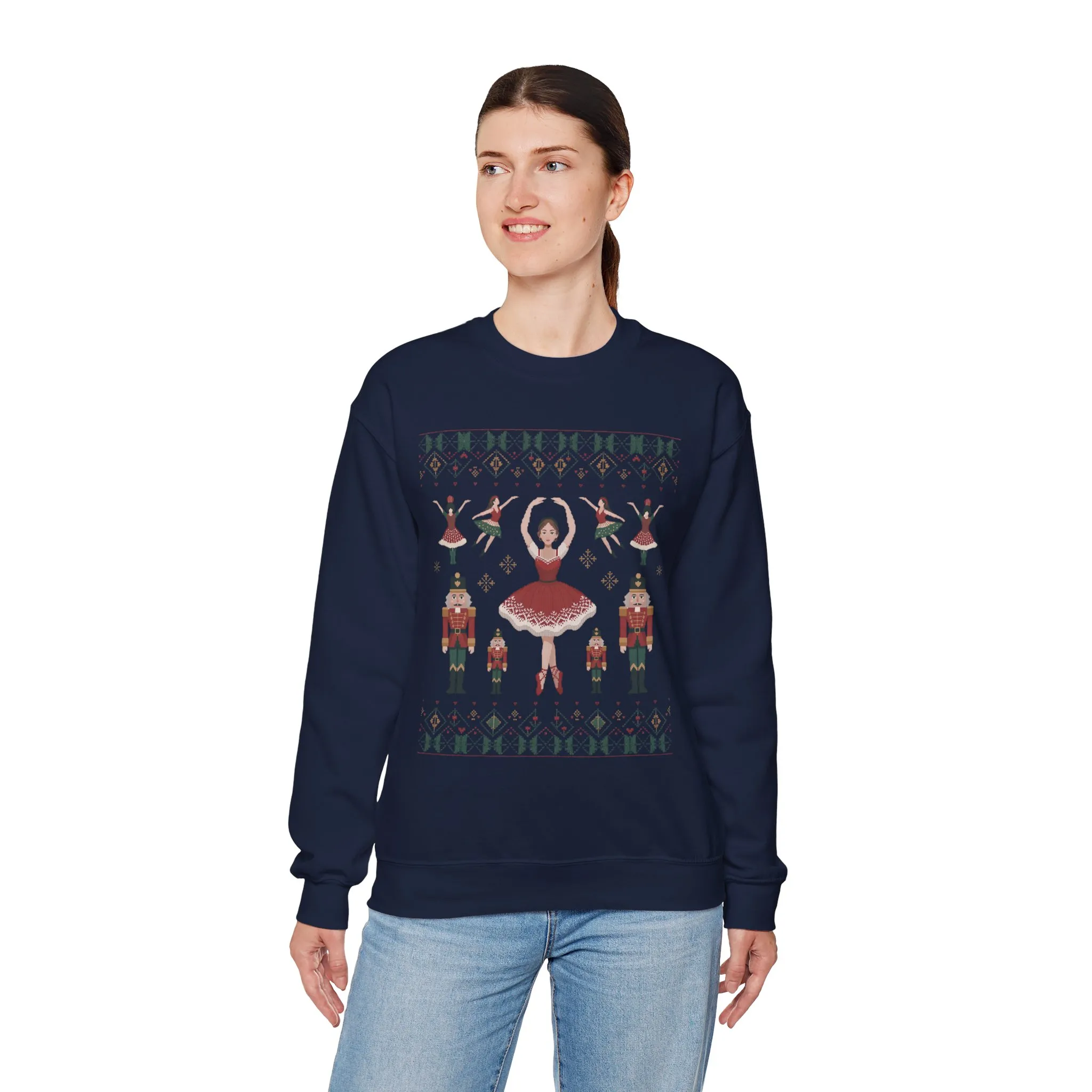 Nutcracker Ballerina Women's Christmas Sweatshirt, Cozy Ballet Sweater, Mom - Daughter Family Match Holiday Outfit - Image 21