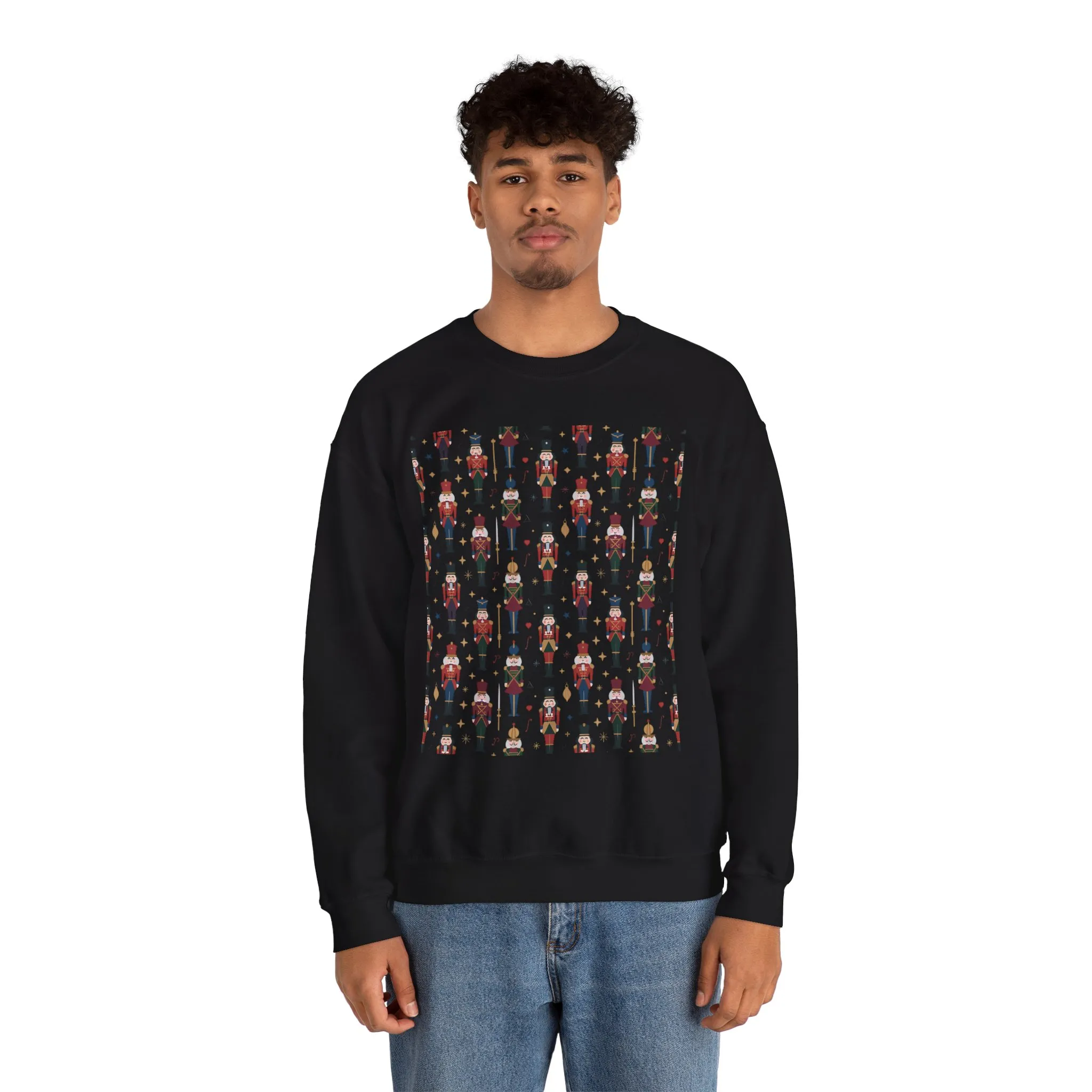 Nutcracker Pattern Men's Sweatshirt, Festive Christmas Pullover, Holiday Gift for Him - Image 8
