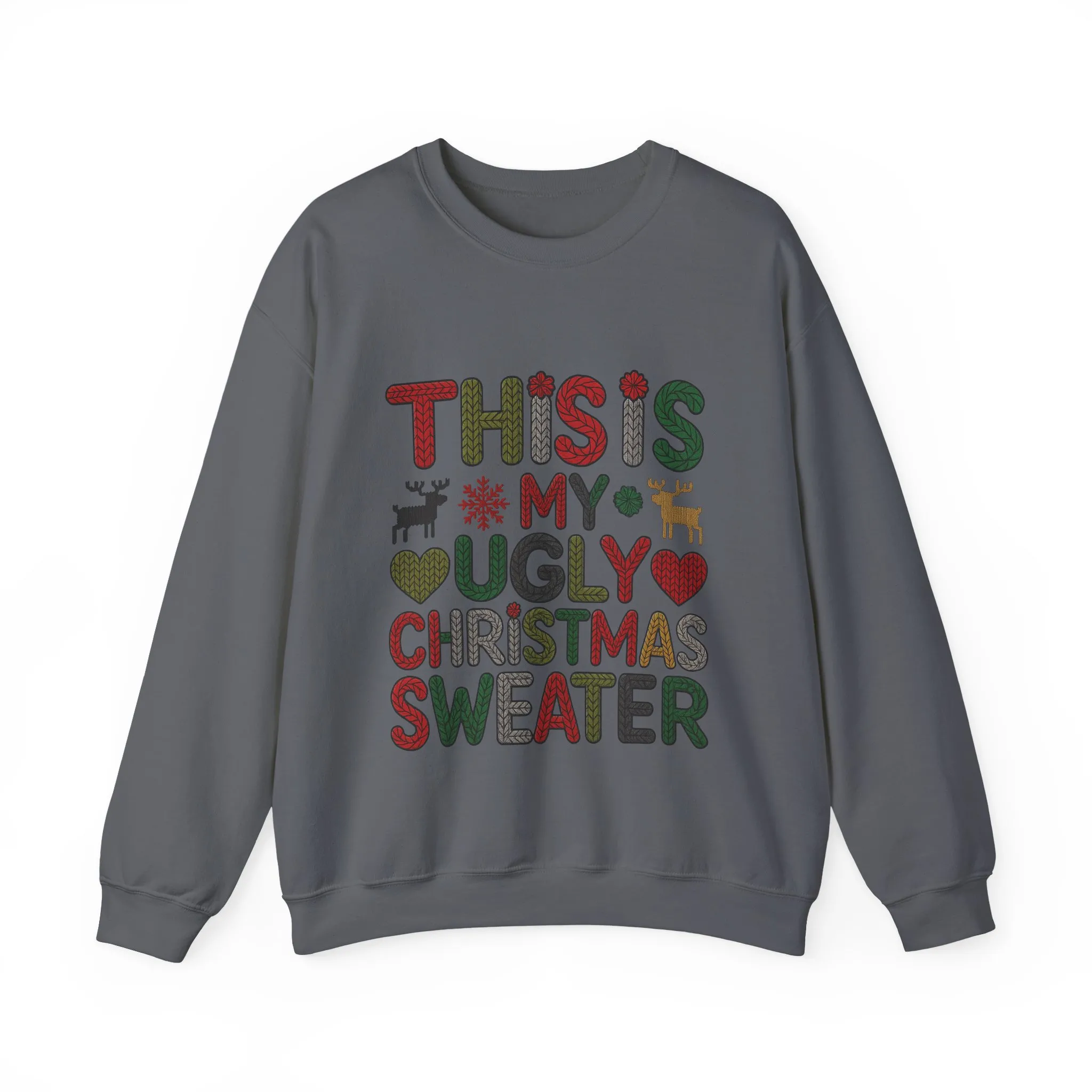 This Is My Ugly Christmas Sweater Women's Sweatshirt, Funny Holiday Pullover, Festive Knit Letter Design, Christmas Party Outfit - Image 10