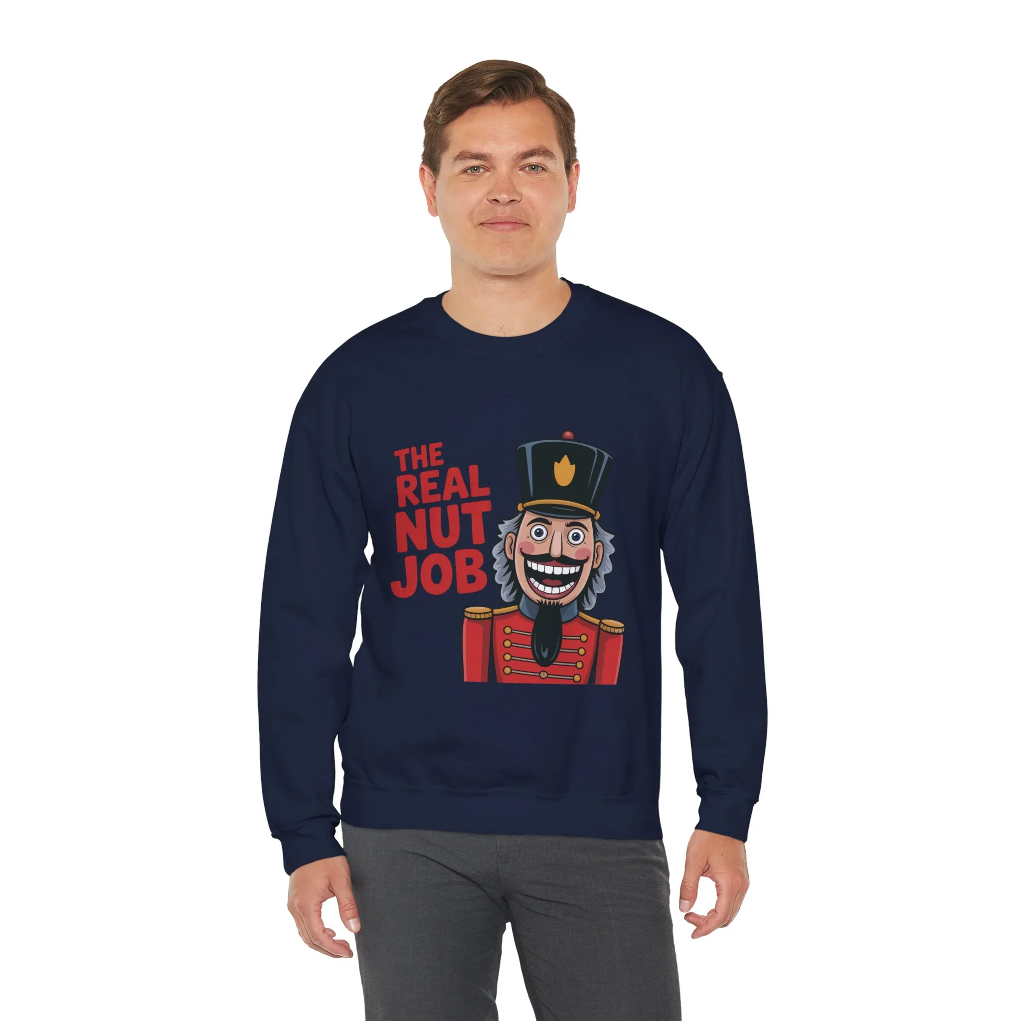 The Real Nut Job Men's Sweatshirt, Funny Nutcracker Christmas Sweater, Holiday Gift for Him - Image 21