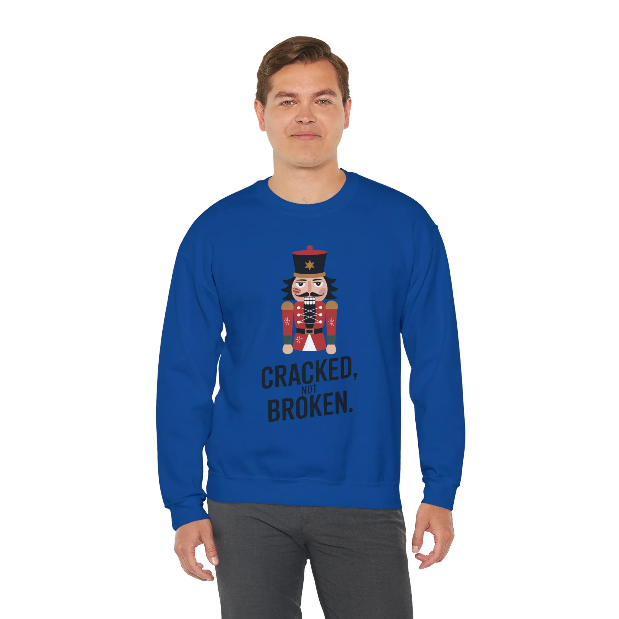 Funny Nutcracker Christmas Shirt for Men, Cracked Not Broken Sweatshirt, Holiday Humor Gift, Festive Winter Outfit - Image 23
