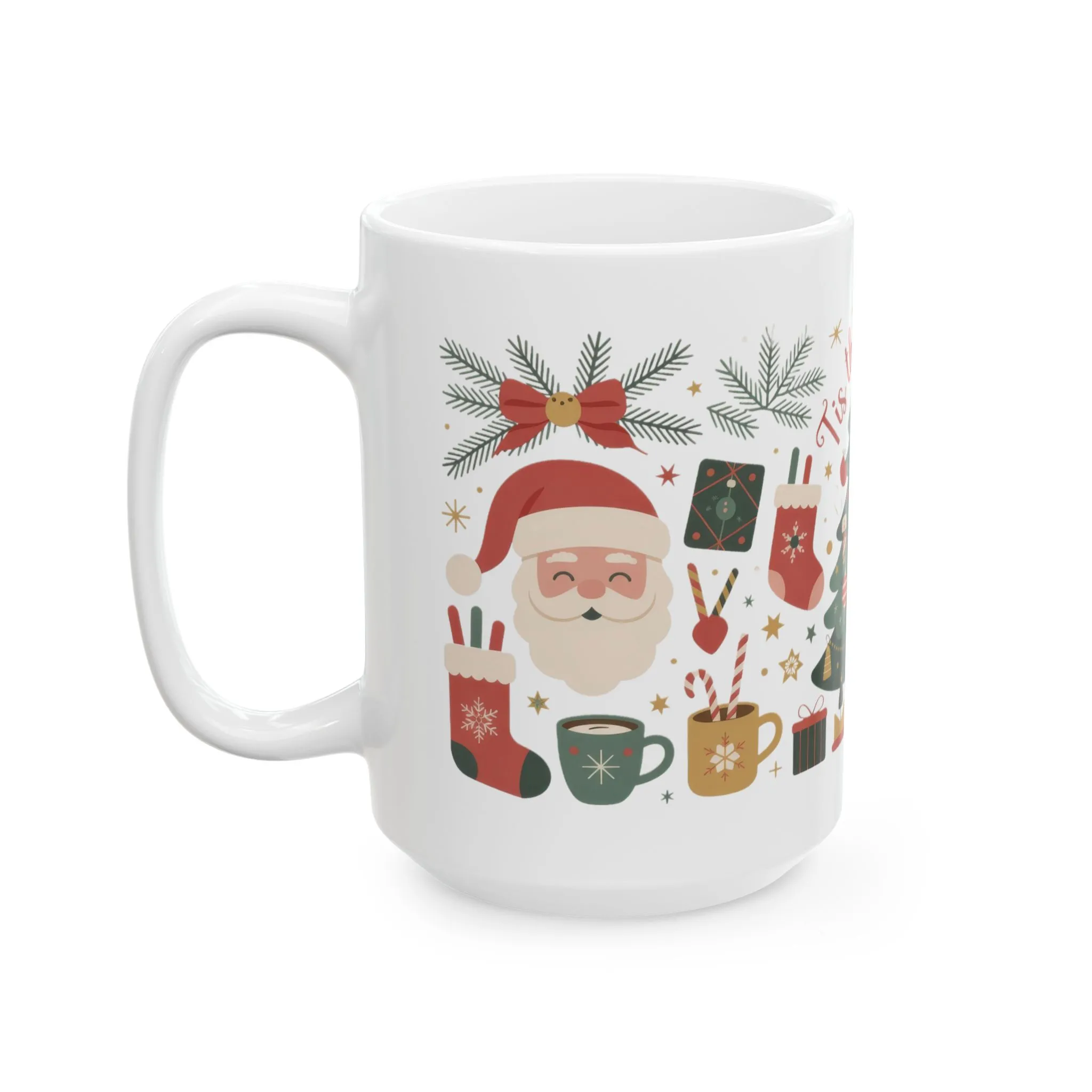 Tis The Season Christmas Mug, Cozy Holiday Coffee Cup, Festive Tree - Santa Design, Christmas Gift Idea, Ceramic Mug, (11oz, 15oz) - Image 11