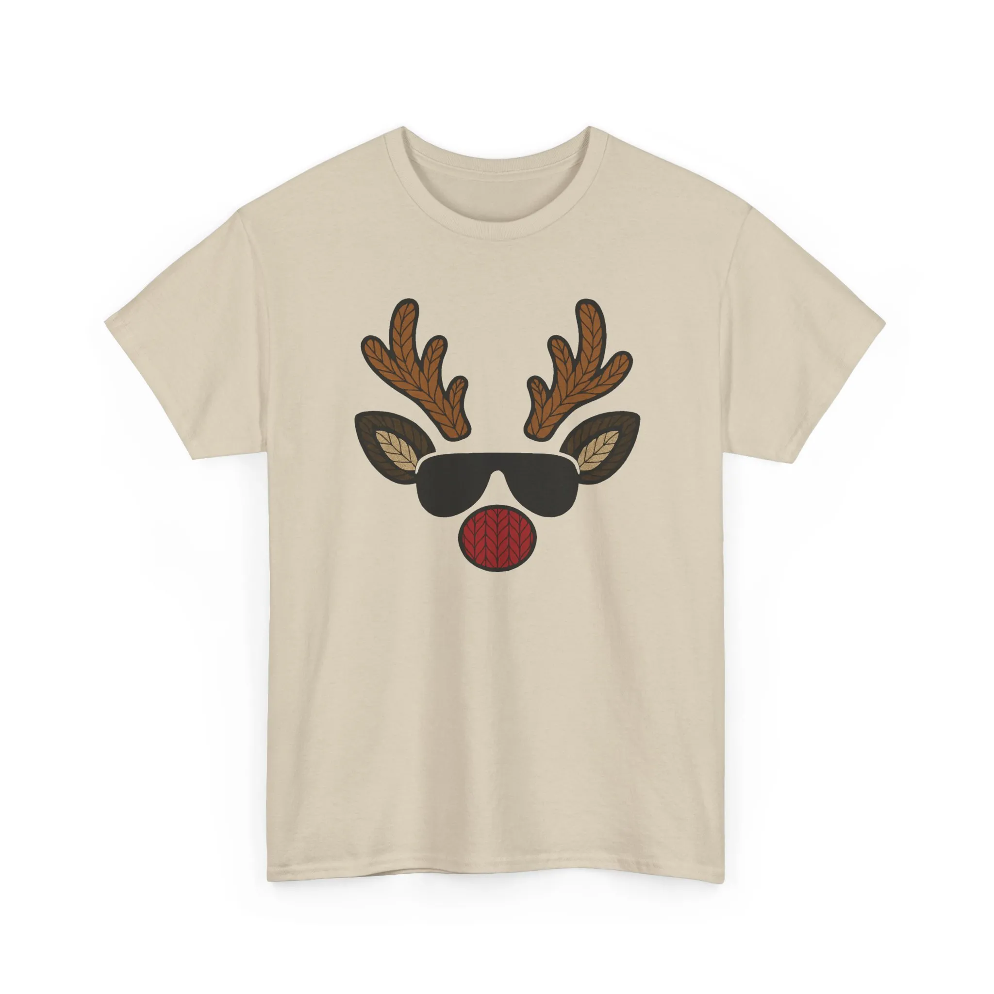 Men's Reindeer Face Christmas T-Shirt, Classic Holiday Tee, Father-Son Matching Outfit - Image 4