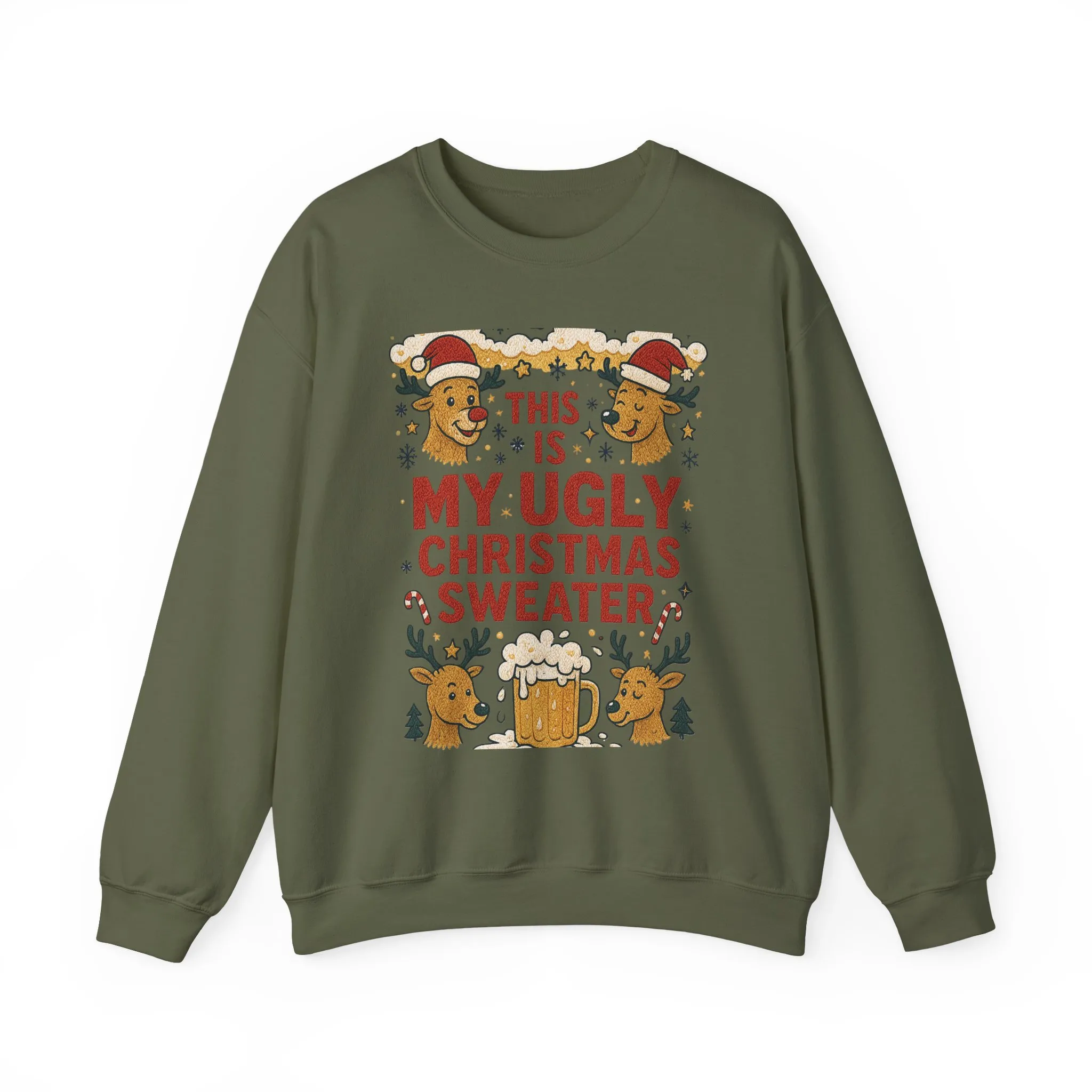 This Is My Ugly Christmas Sweater Men's Sweatshirt, Funny Beer - Reindeer Holiday Pullover, Classic Knit Style, Xmas Party Outfit - Image 10