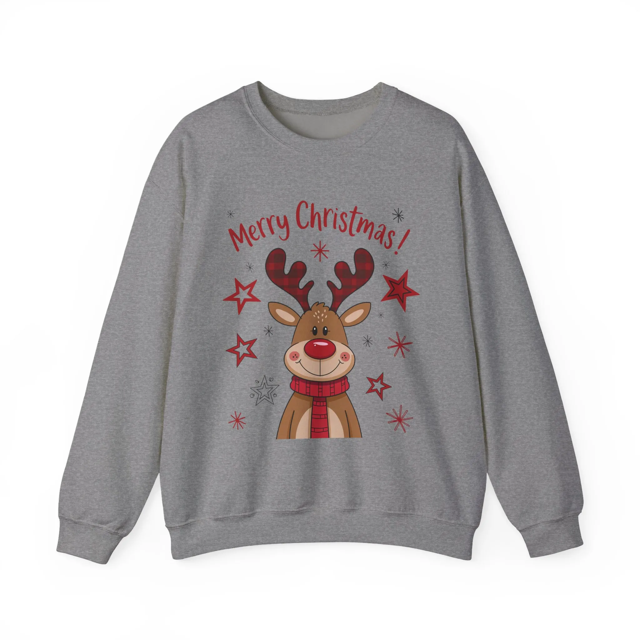 Women's Merry Christmas Reindeer Sweatshirt, Cute Plaid Antlers Design, Holiday Pullover, Mother-Daughter Matching Outfit - Image 10