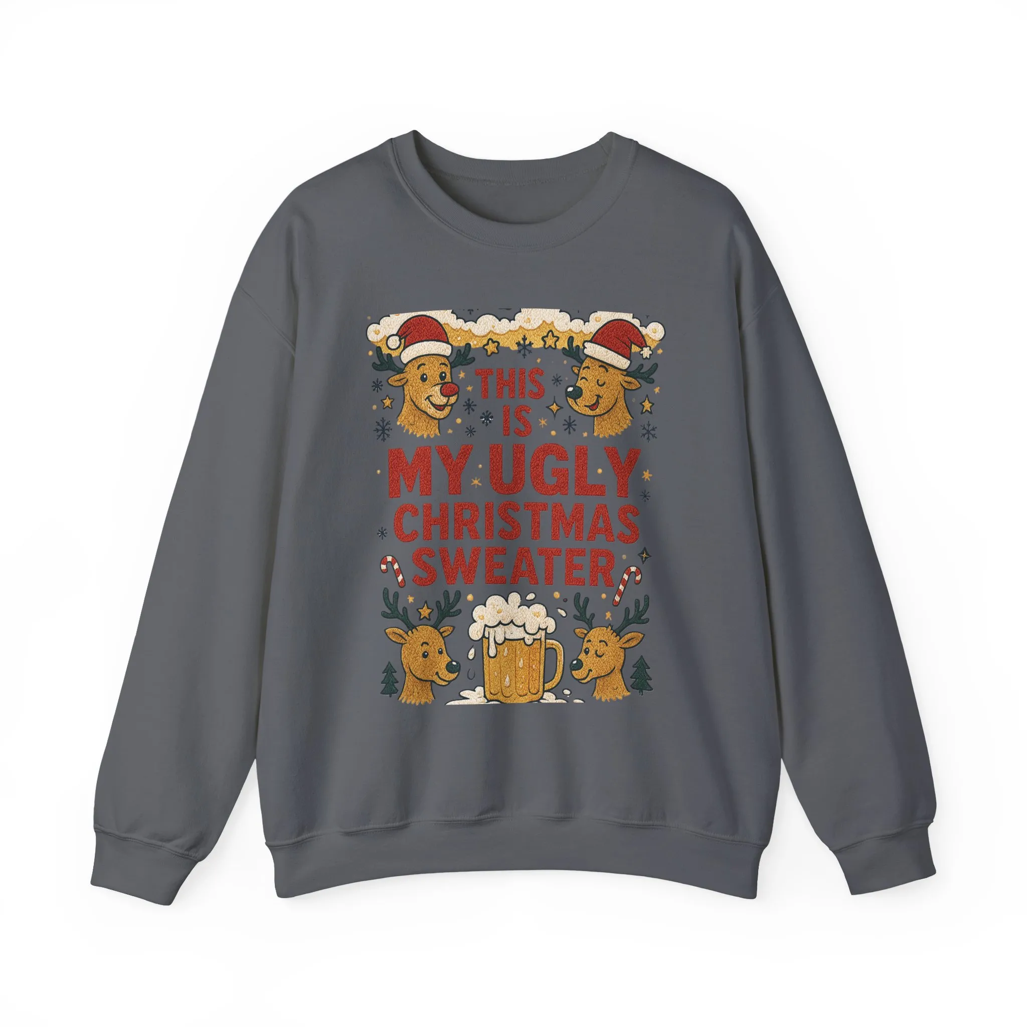This Is My Ugly Christmas Sweater Men's Sweatshirt, Funny Beer - Reindeer Holiday Pullover, Classic Knit Style, Xmas Party Outfit - Image 13