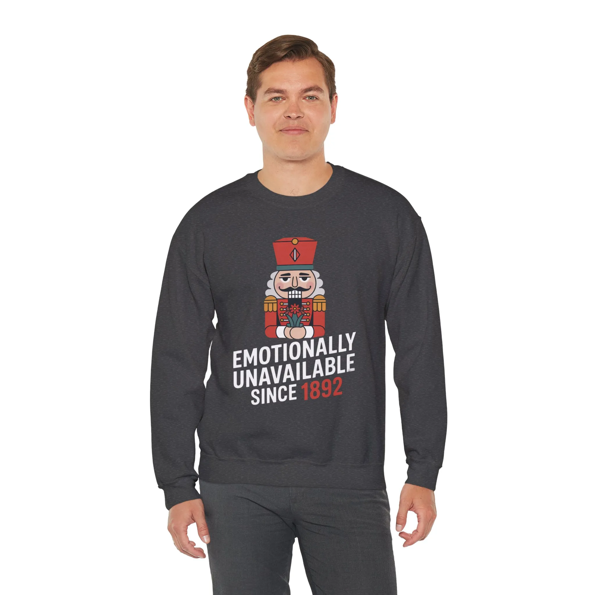Emotionally Unavailable Since 1892 Men's Sweatshirt, Funny Nutcracker Christmas Sweater, Holiday Gift for Him - Image 15