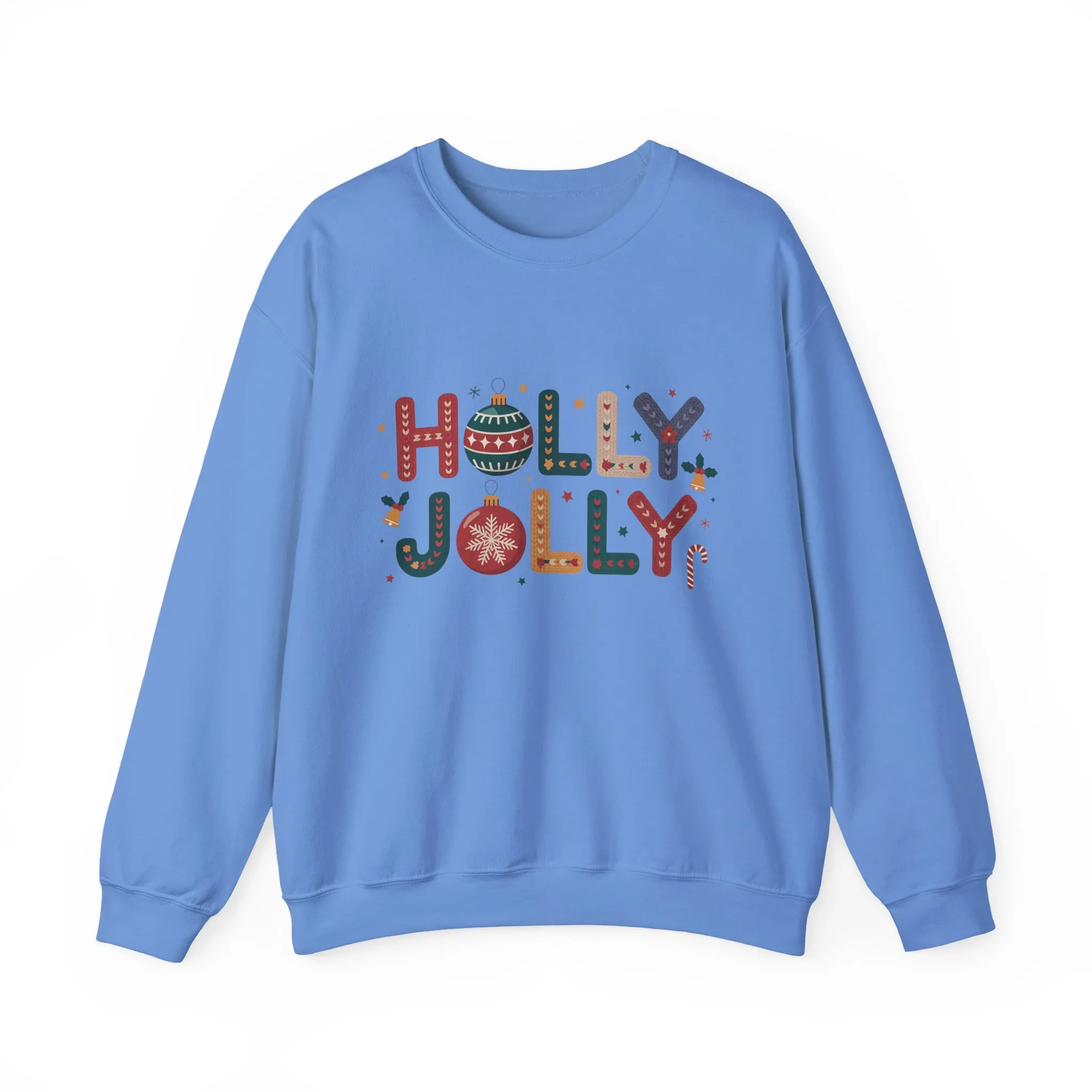 Women's Holly Jolly Christmas Sweatshirt, Ornament Letter Design, Cozy Holiday Pullover, Mother-Daughter Matching Outfit - Image 13